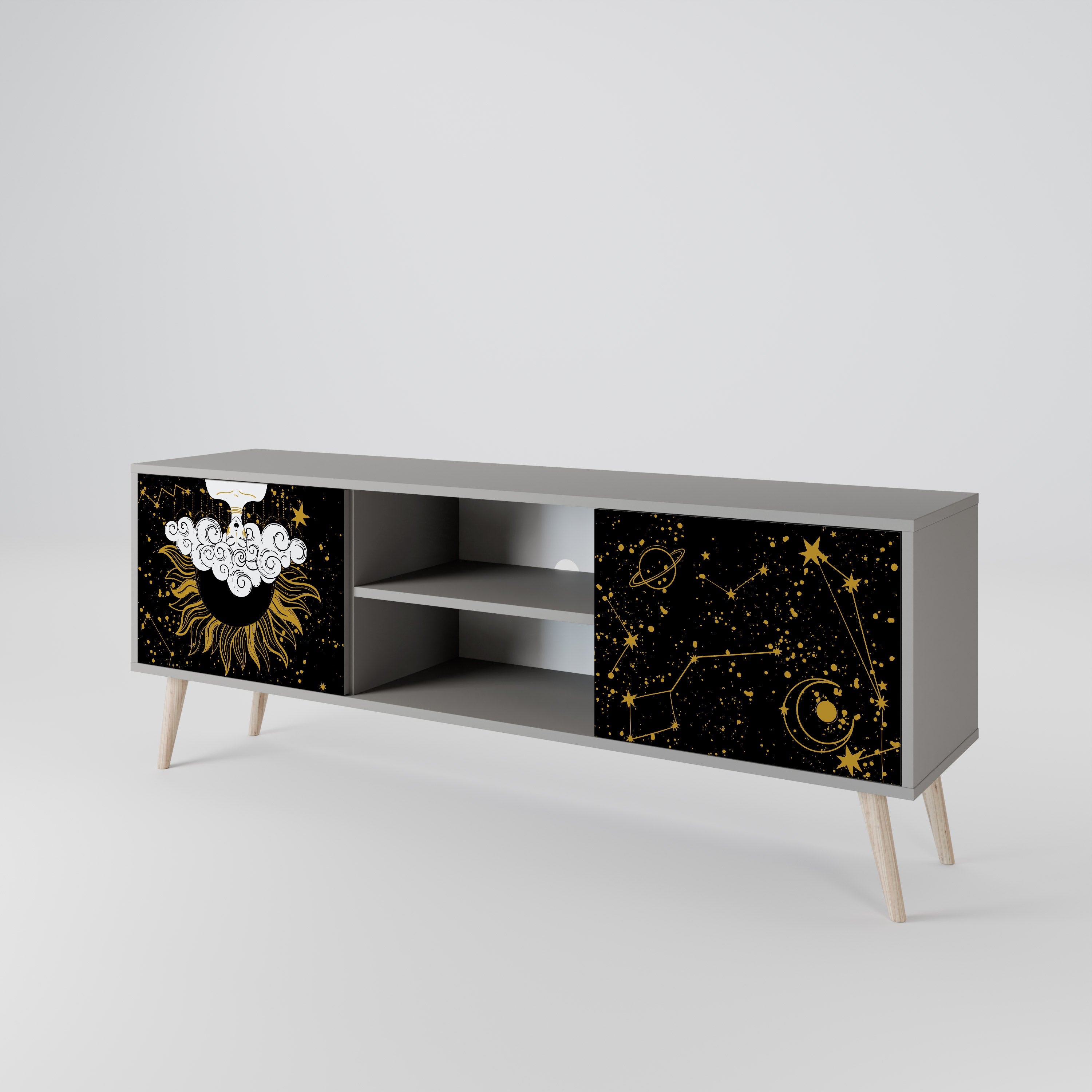 STELLAR CONSTELLATIONS Móvel de TV com 2 Portas em Acabamento Cinzento