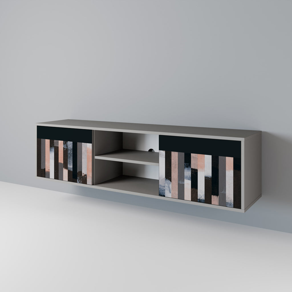 COLLAGE OF RECTANGLES 2-Door TV Stand in Grey Finish