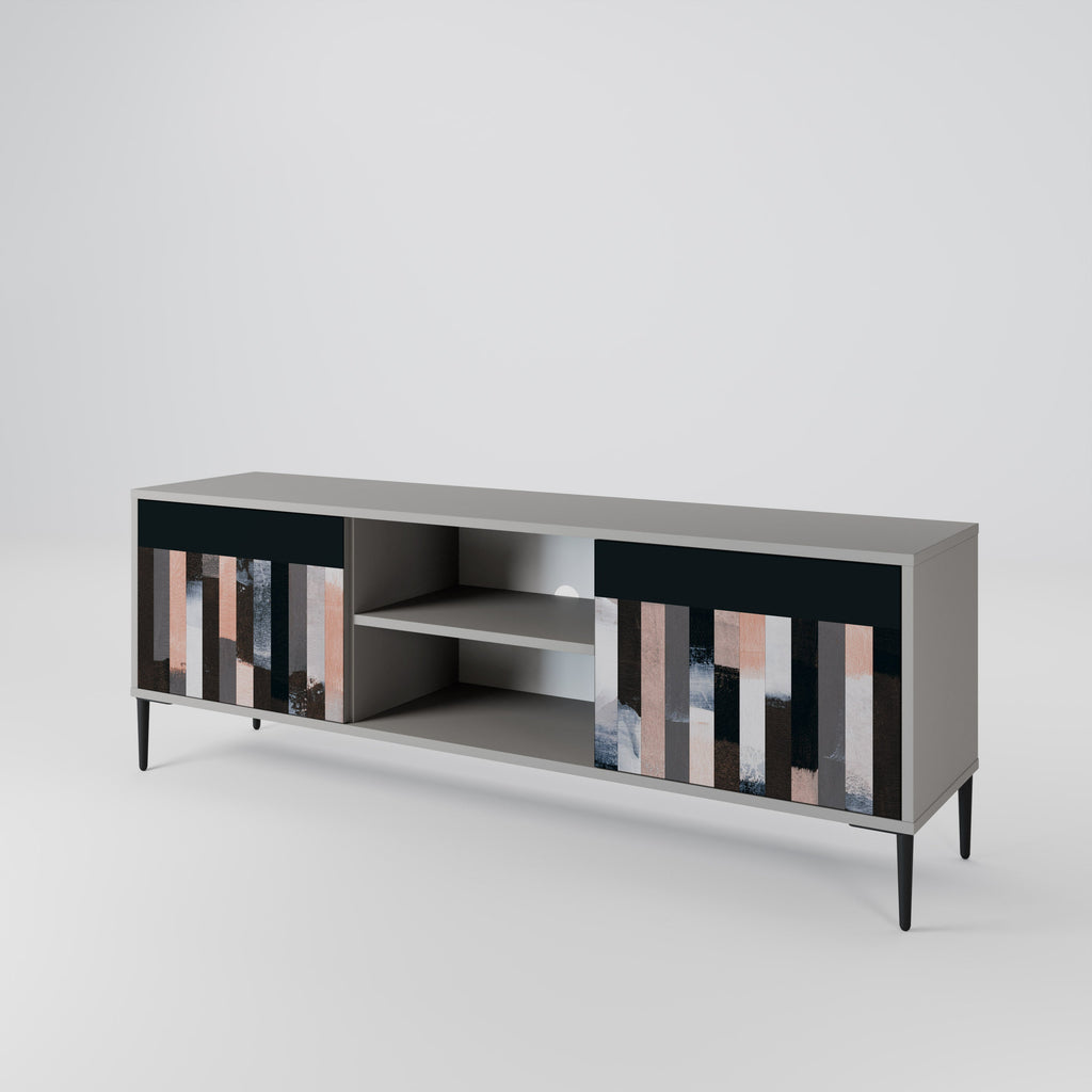 COLLAGE OF RECTANGLES 2-Door TV Stand in Grey Finish