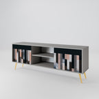 COLLAGE OF RECTANGLES 2-Door TV Stand in Grey Finish