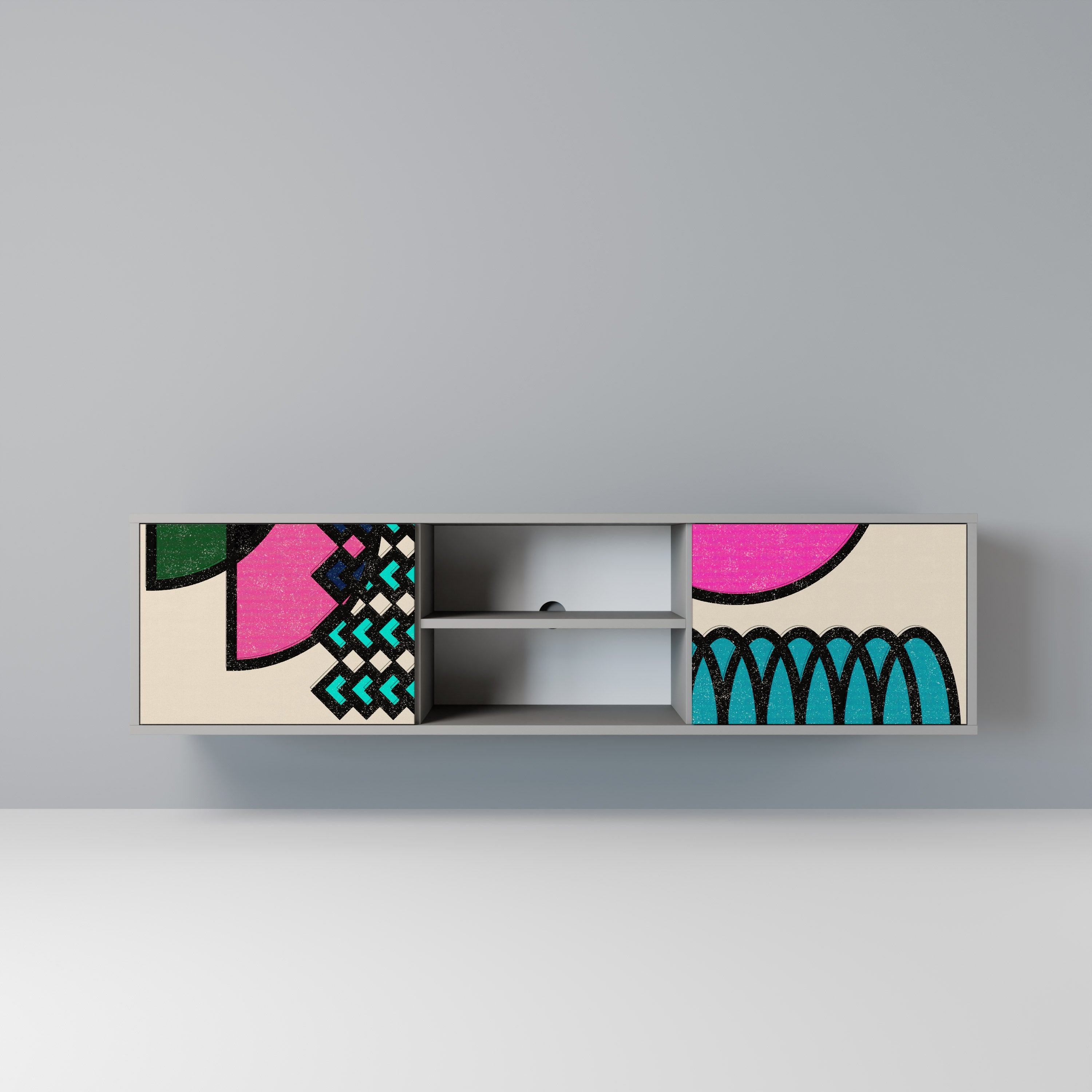 GEOMETRIC RHAPSODY Móvel de TV com 2 Portas em Acabamento Cinzento