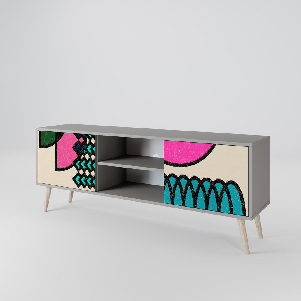 GEOMETRIC RHAPSODY Móvel de TV com 2 Portas em Acabamento Cinzento