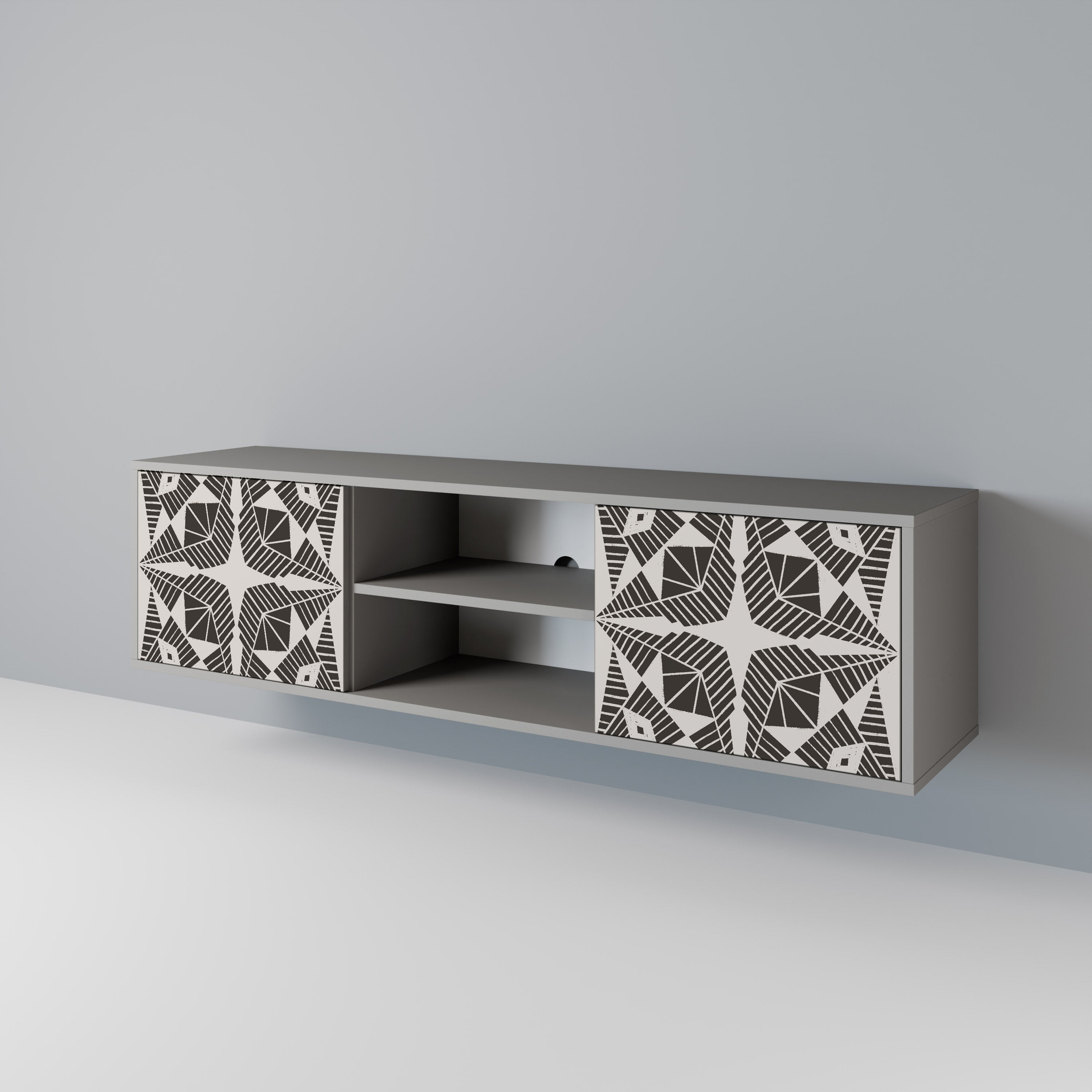 MONOCHROME NEXUS Móvel de TV com 2 Portas em Acabamento Cinzento