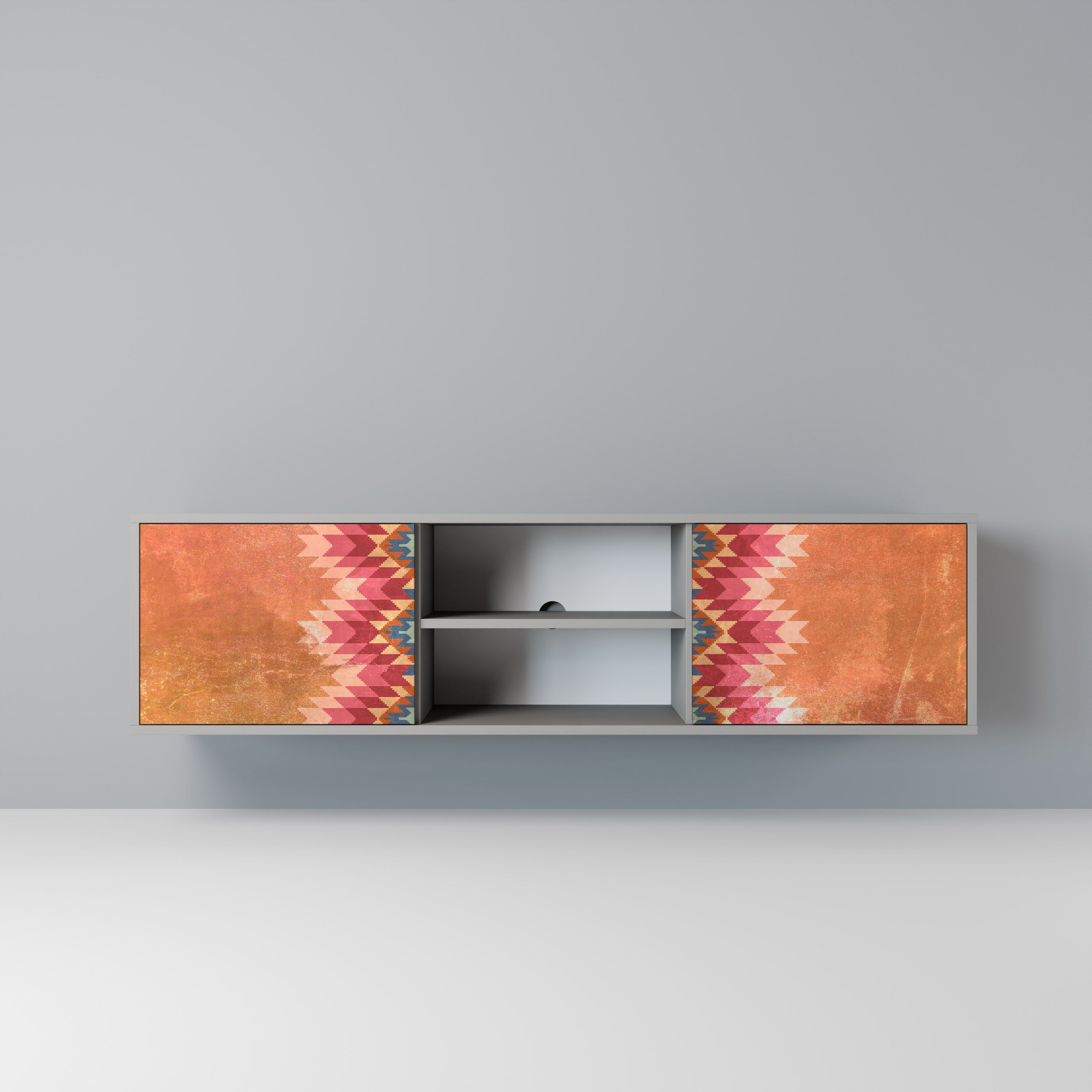 INDIAN FOLK Móvel de TV com 2 Portas em Acabamento Cinzento