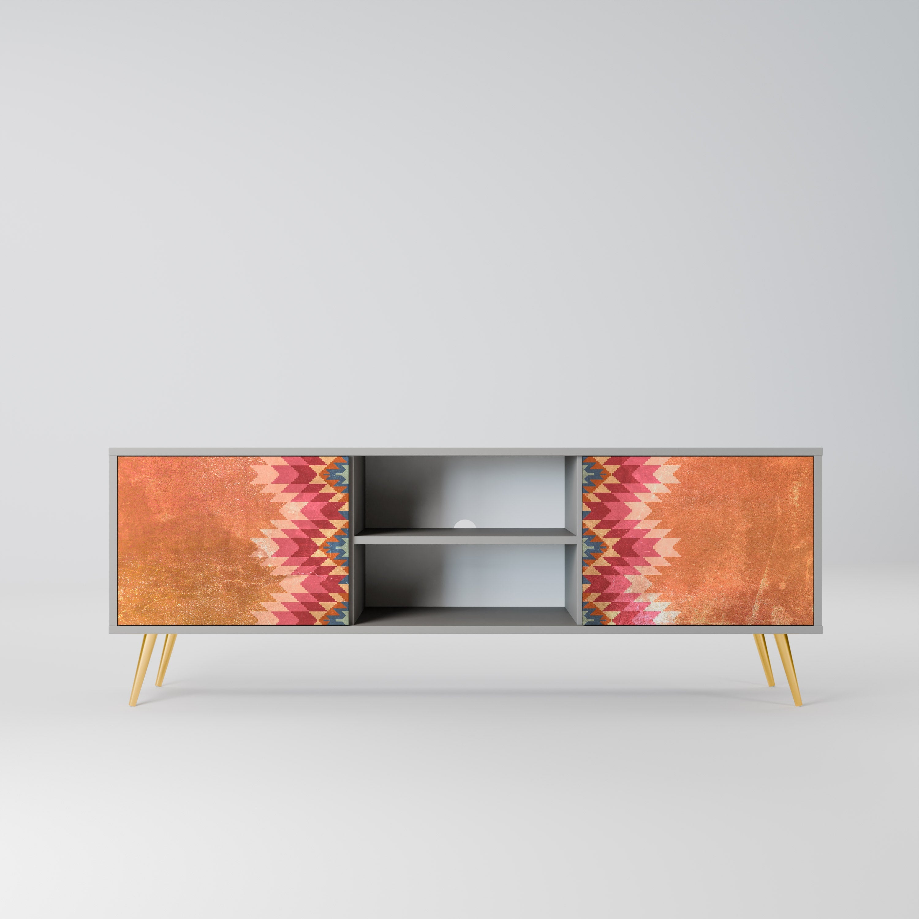 INDIAN FOLK Móvel de TV com 2 Portas em Acabamento Cinzento