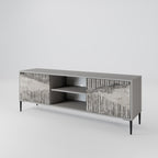 GRAIN LINES 2-Door TV Stand in Grey Finish
