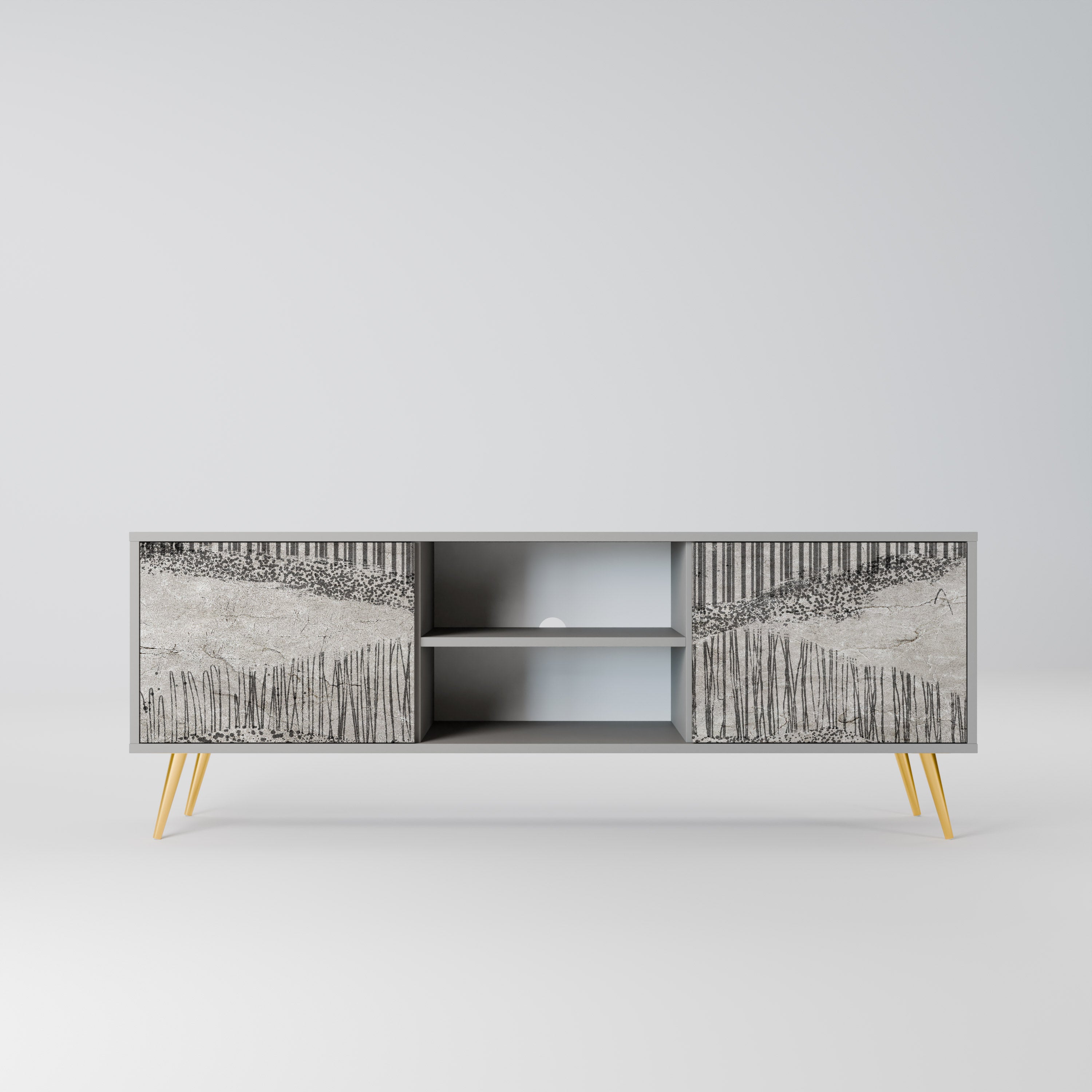 GRAIN LINES Móvel de TV com 2 Portas em Acabamento Cinzento