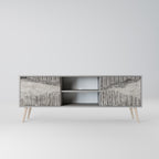 GRAIN LINES 2-Door TV Stand in Grey Finish