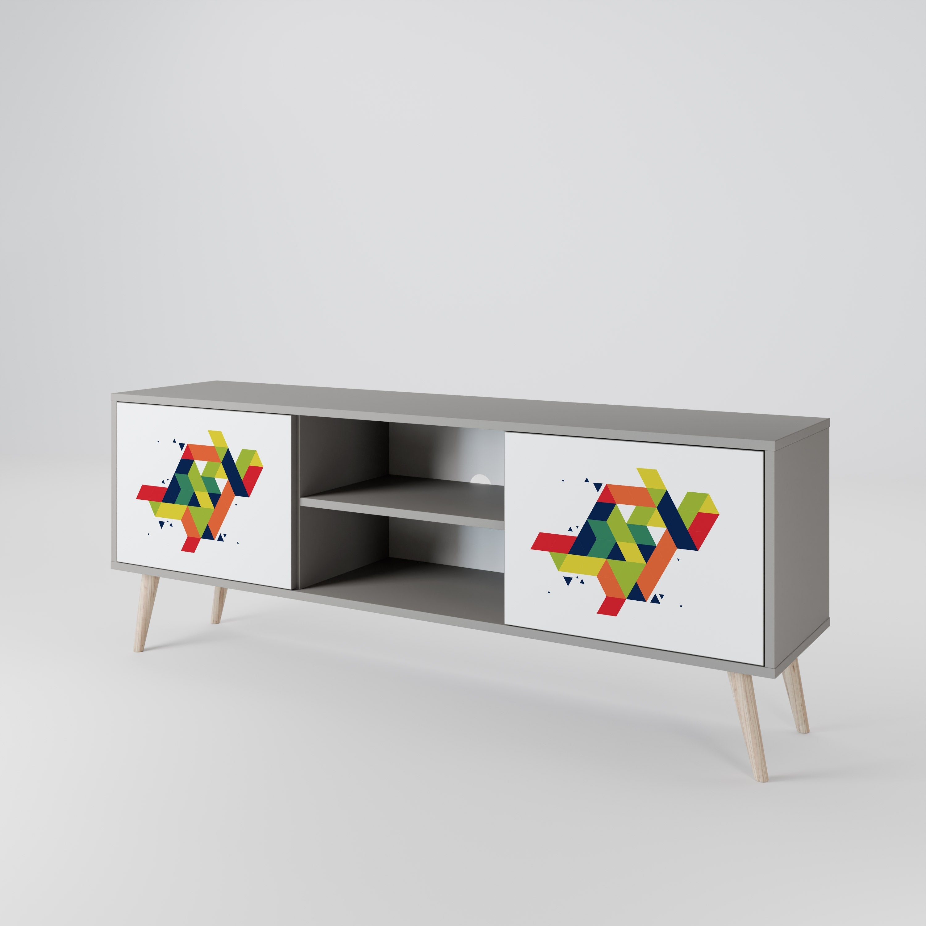 FUTURE SIGN Móvel de TV com 2 Portas em Acabamento Cinzento