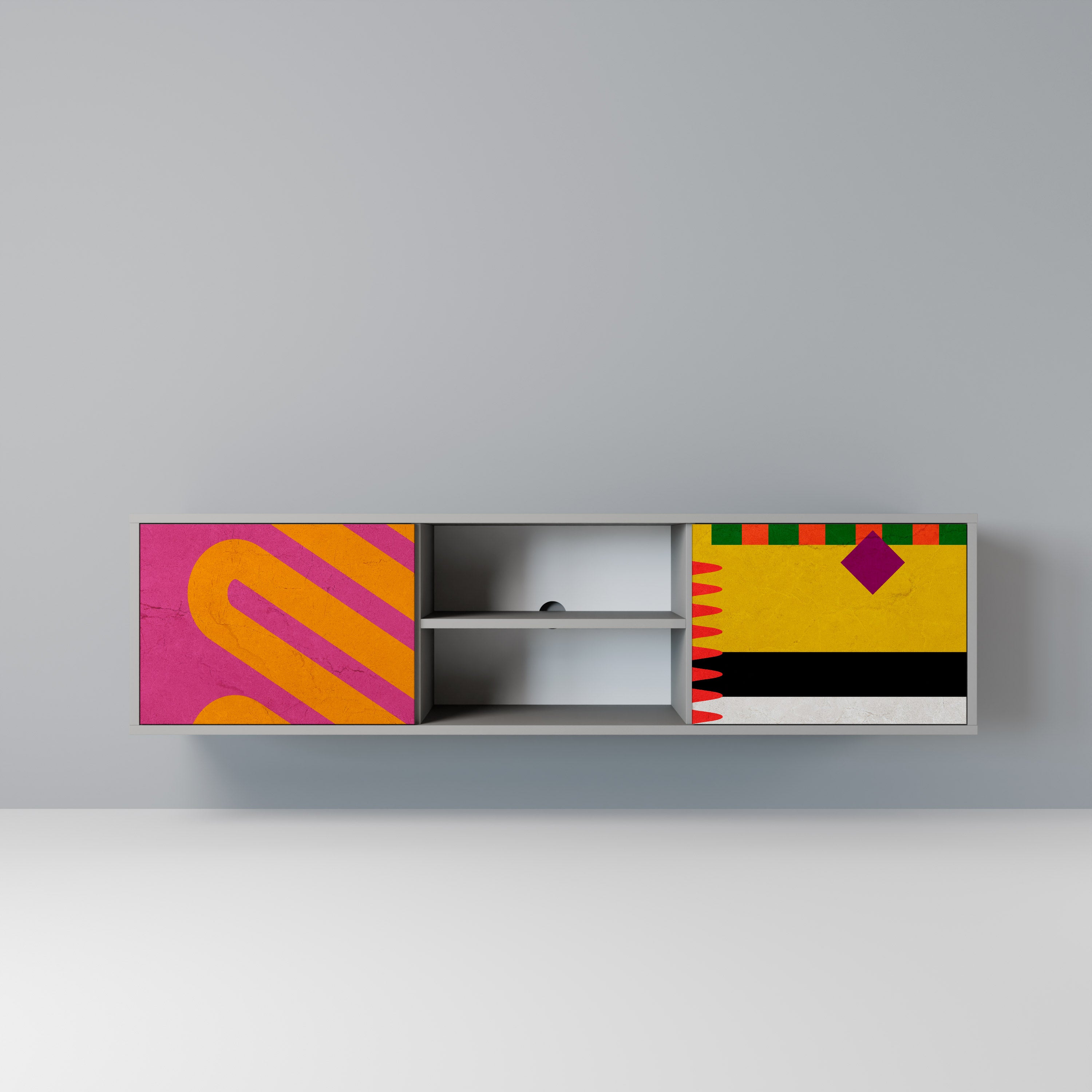 VIVID ART Móvel de TV com 2 Portas em Acabamento Cinzento