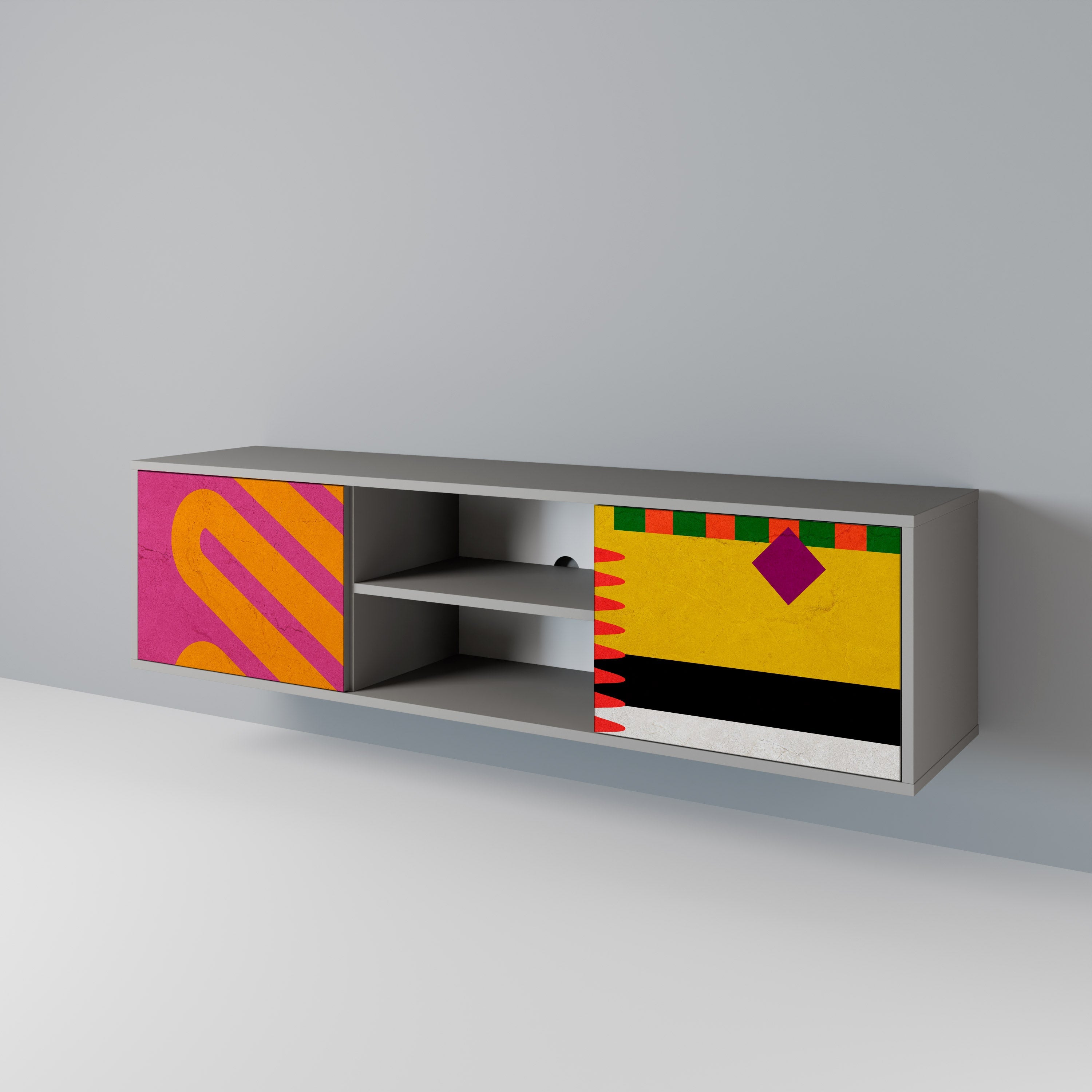 VIVID ART Móvel de TV com 2 Portas em Acabamento Cinzento