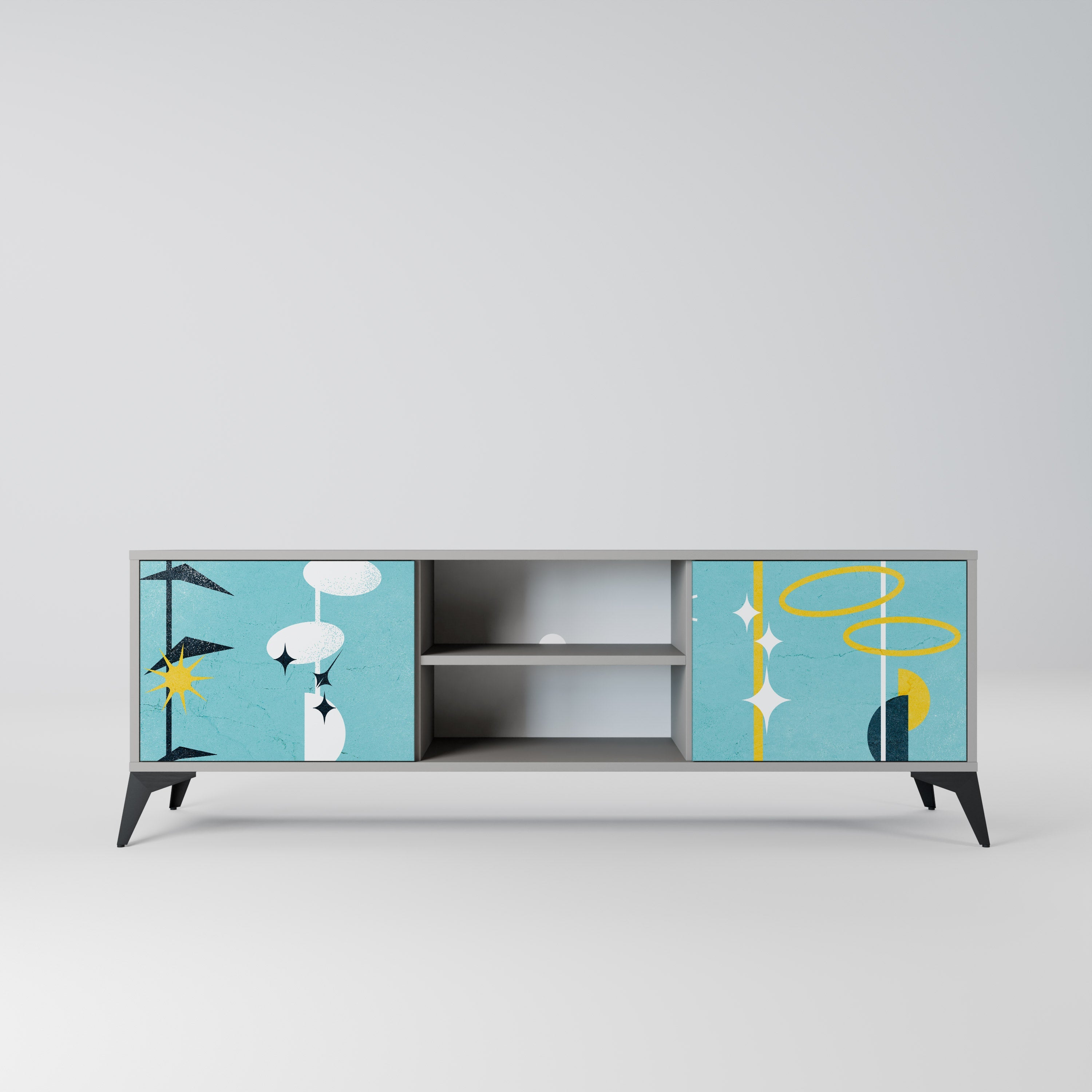 PATHS TO HAPPINESS Móvel de TV com 2 Portas em Acabamento Cinzento