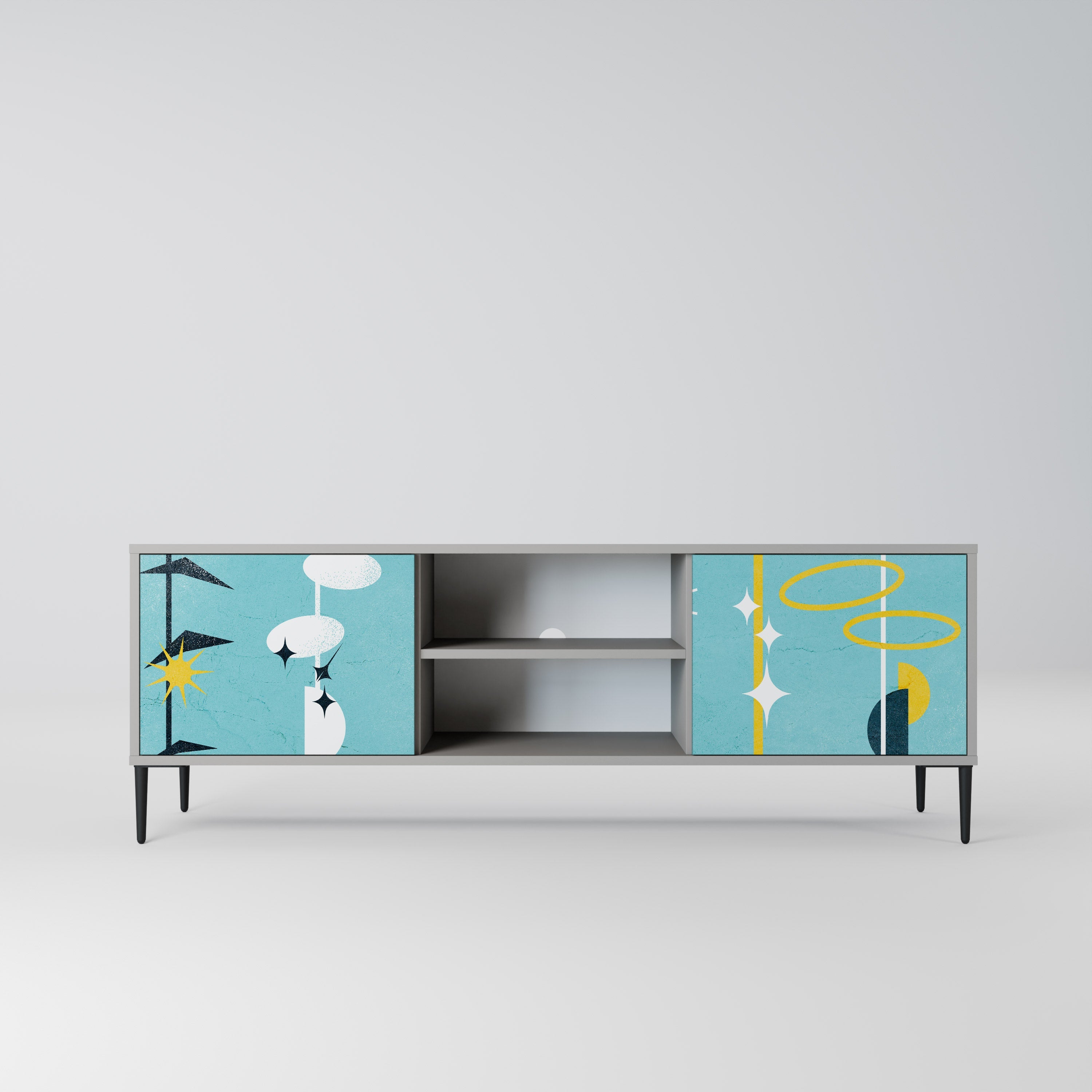 PATHS TO HAPPINESS Móvel de TV com 2 Portas em Acabamento Cinzento