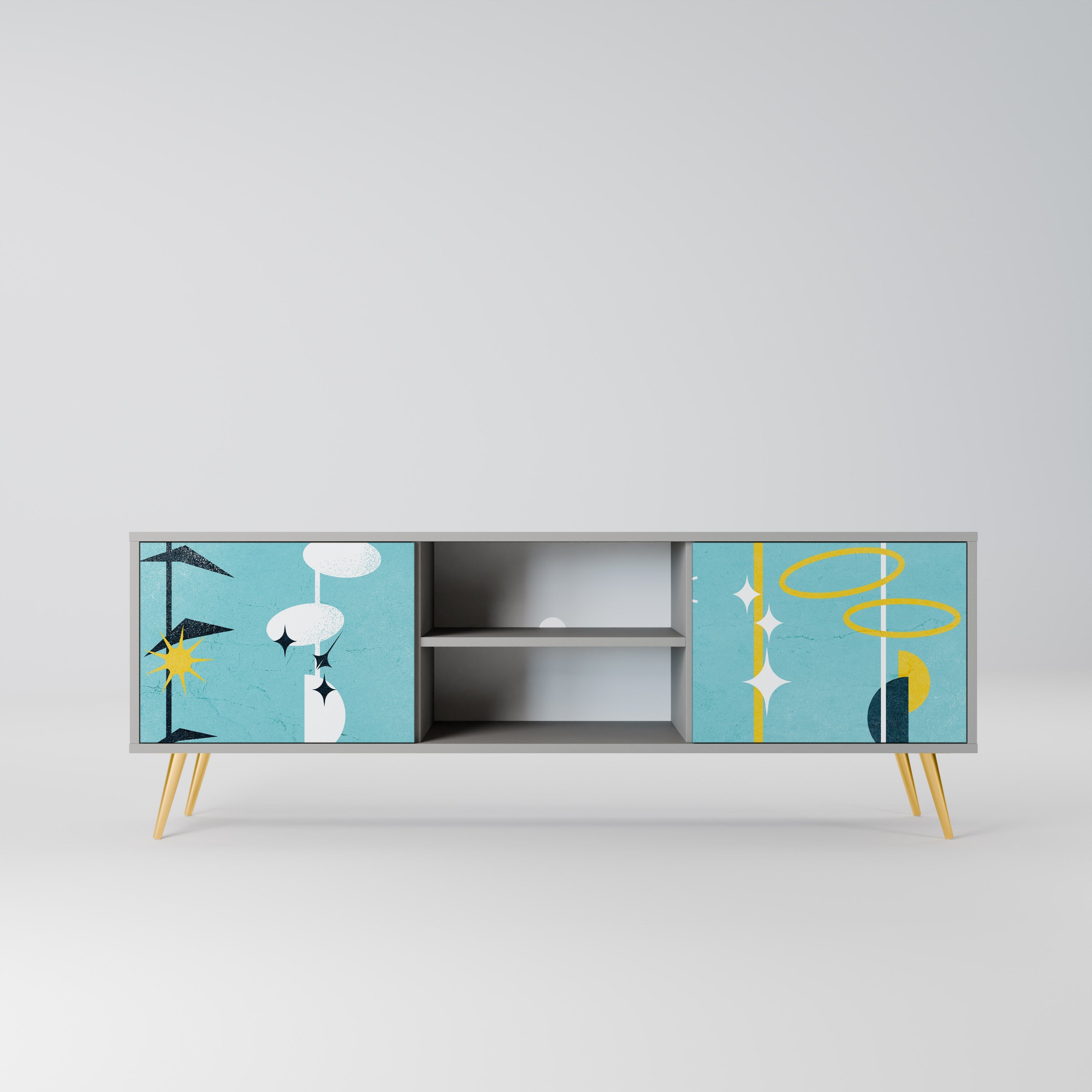 PATHS TO HAPPINESS Móvel de TV com 2 Portas em Acabamento Cinzento