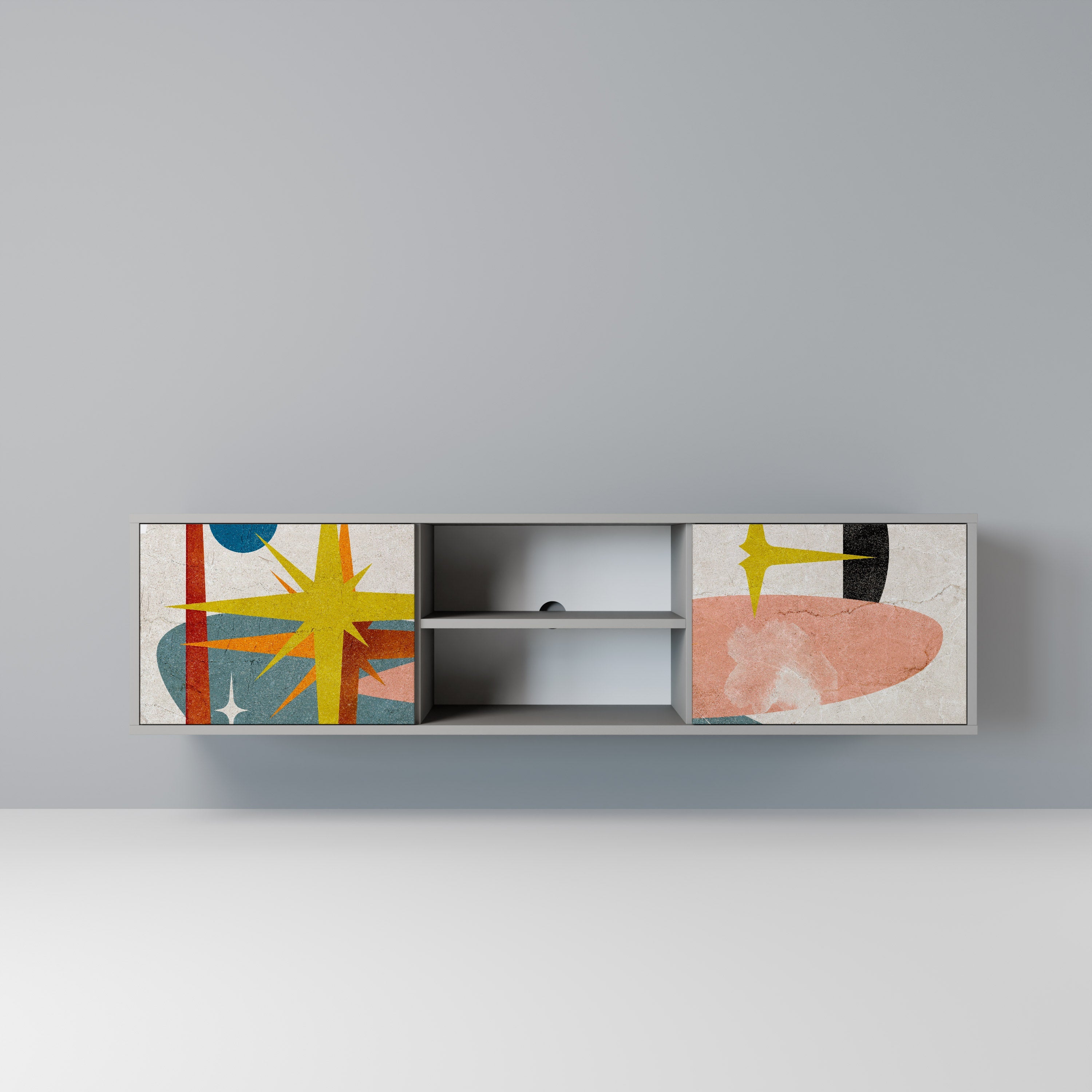 INTERSTELLAR VIBES Móvel de TV com 2 Portas em Acabamento Cinzento