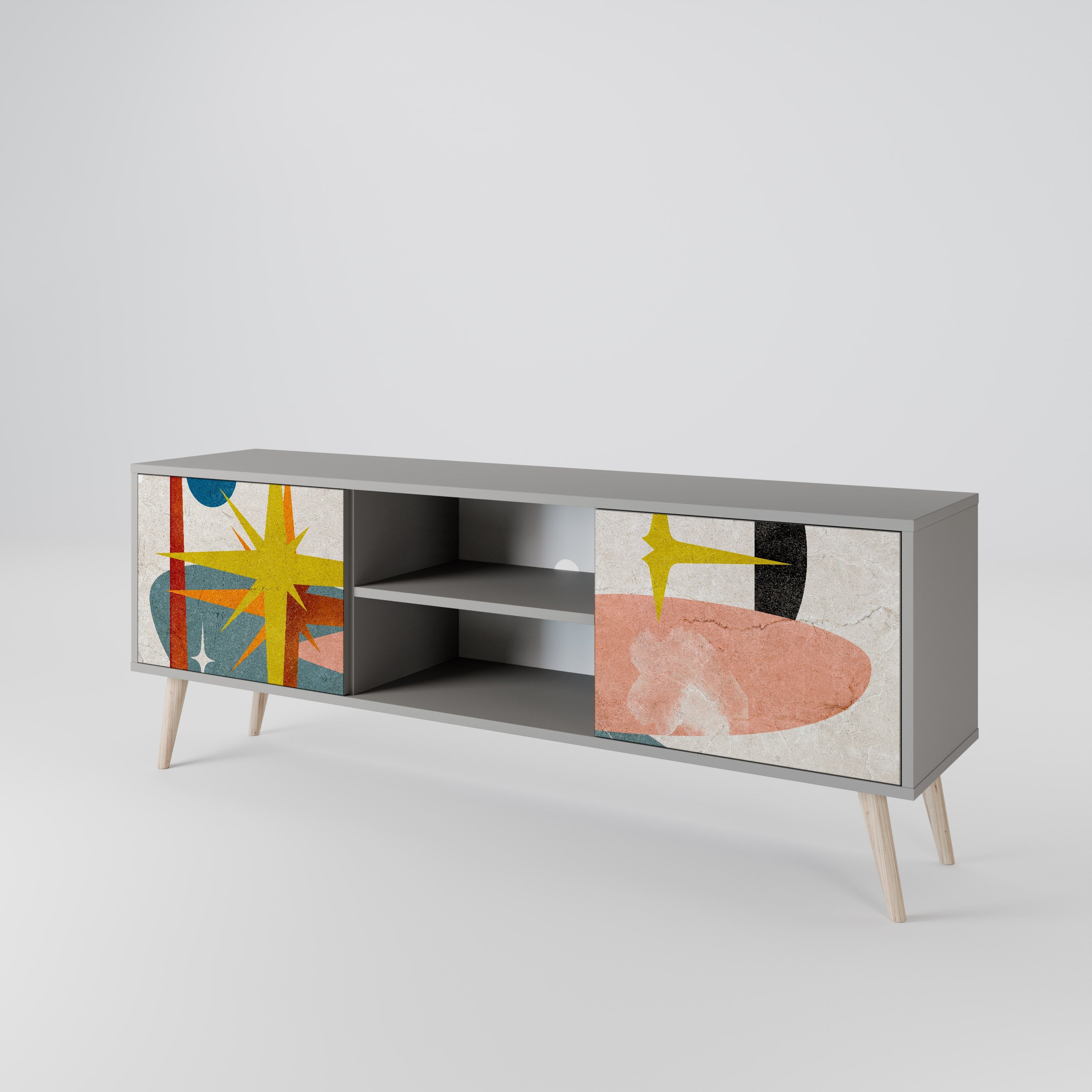 INTERSTELLAR VIBES Móvel de TV com 2 Portas em Acabamento Cinzento