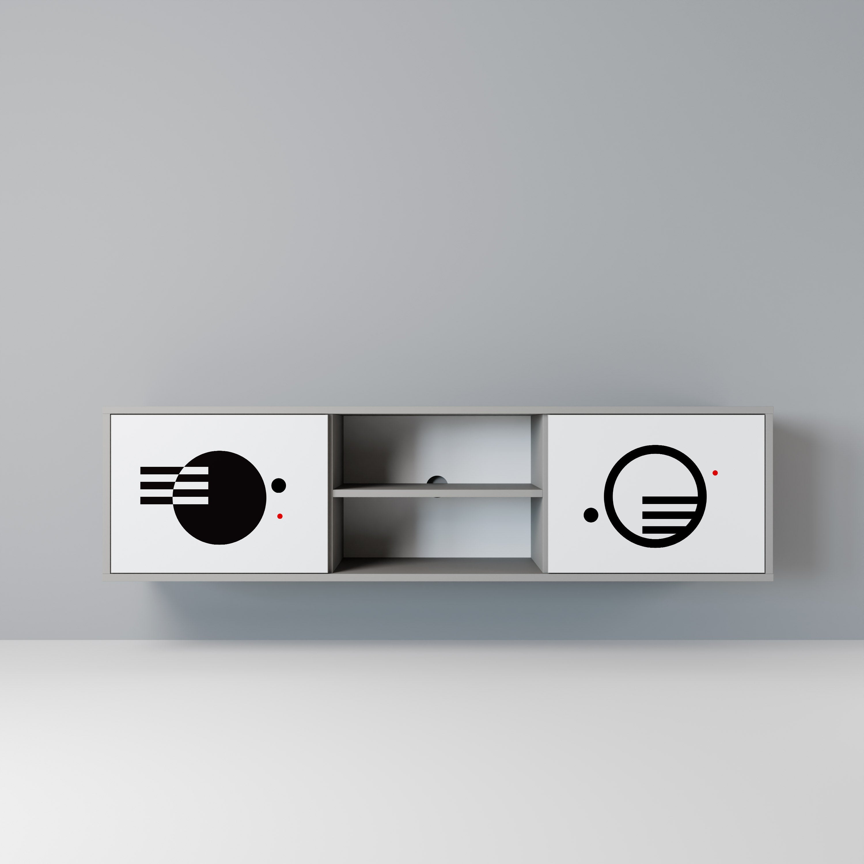 BLACK AND WHITE COMBINATION Móvel de TV com 2 Portas em Acabamento Cinzento