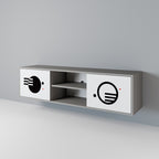 BLACK AND WHITE COMBINATION Móvel de TV com 2 Portas em Acabamento Cinzento