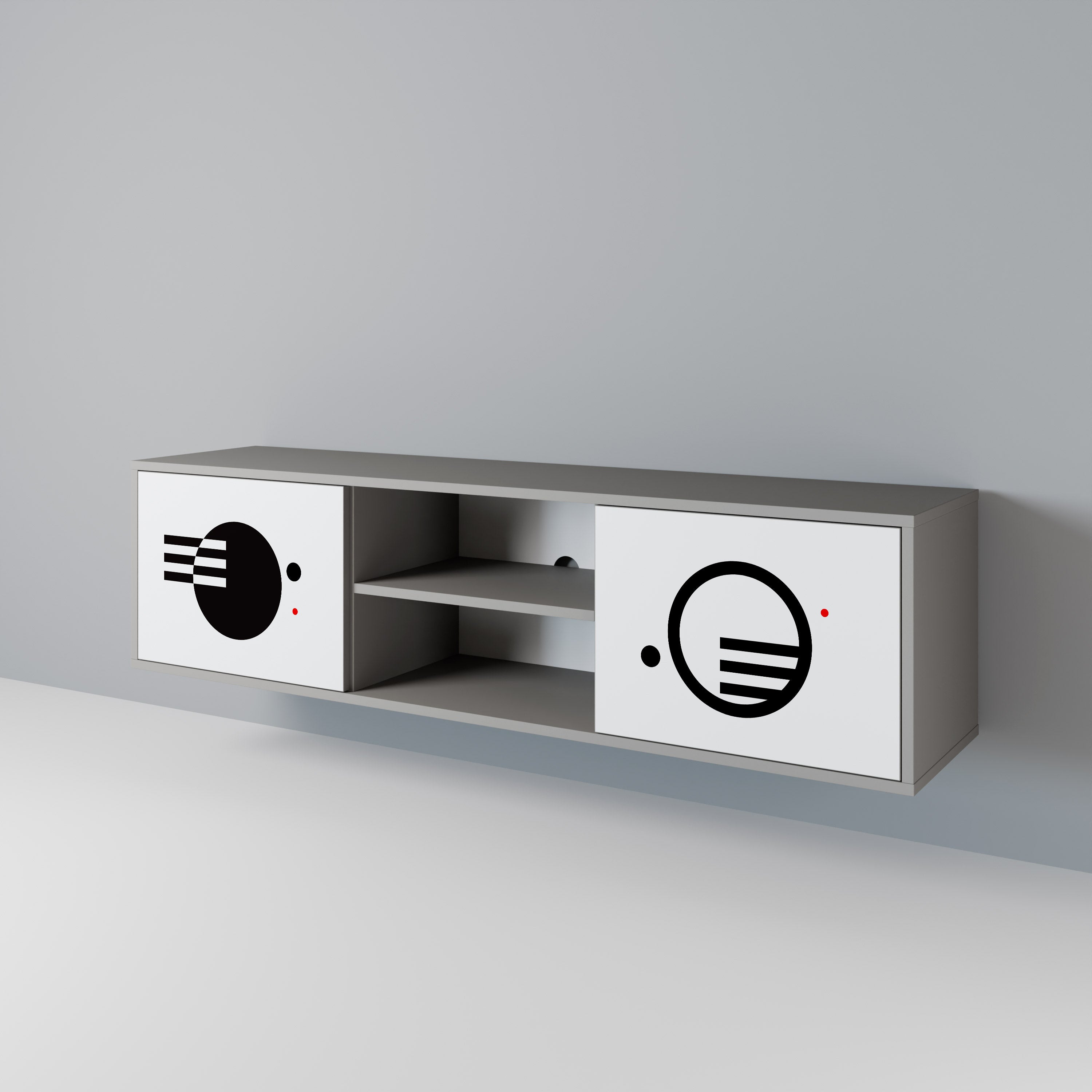 BLACK AND WHITE COMBINATION Móvel de TV com 2 Portas em Acabamento Cinzento