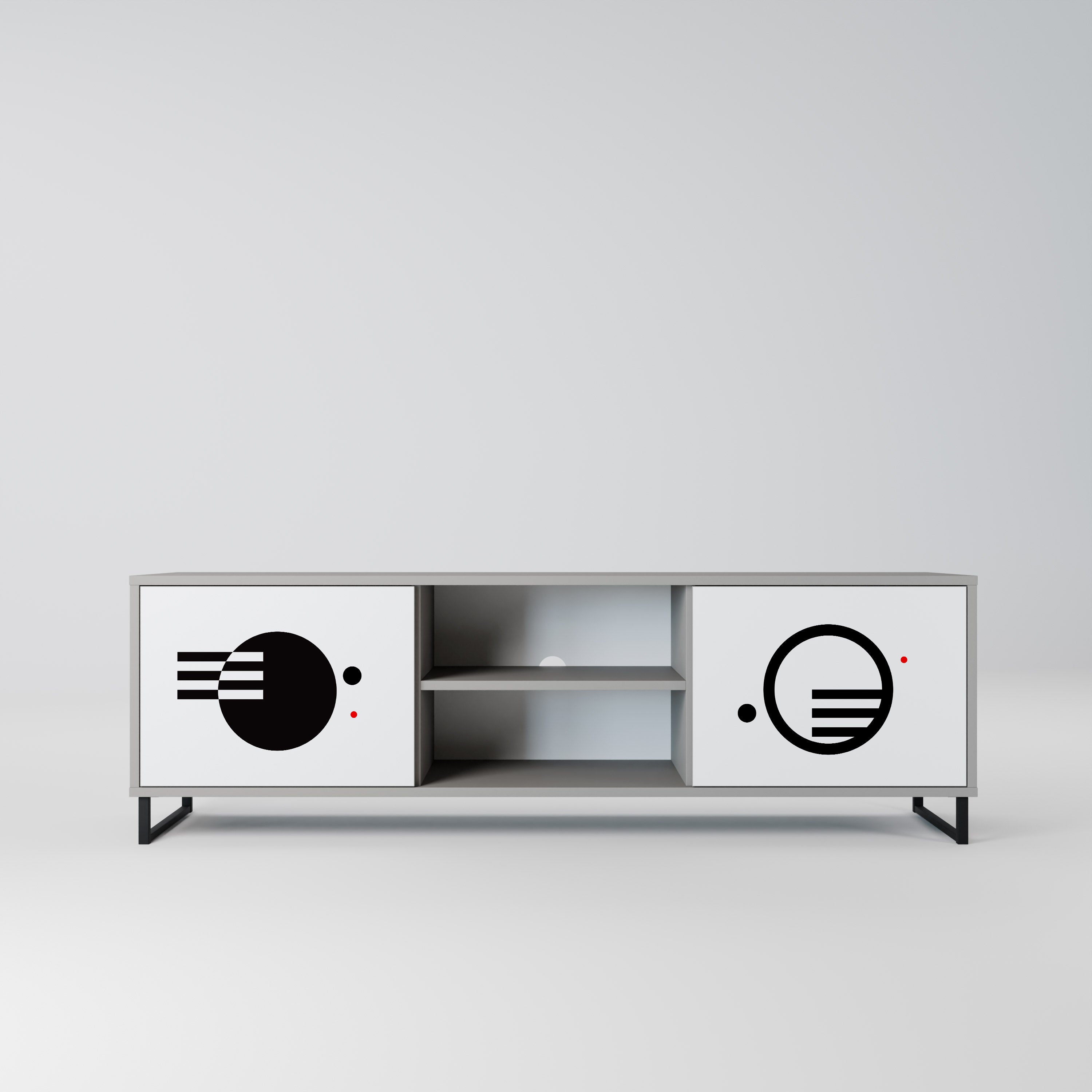 BLACK AND WHITE COMBINATION Móvel de TV com 2 Portas em Acabamento Cinzento