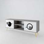 BLACK AND WHITE COMBINATION Móvel de TV com 2 Portas em Acabamento Cinzento