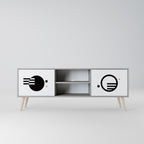 BLACK AND WHITE COMBINATION Móvel de TV com 2 Portas em Acabamento Cinzento