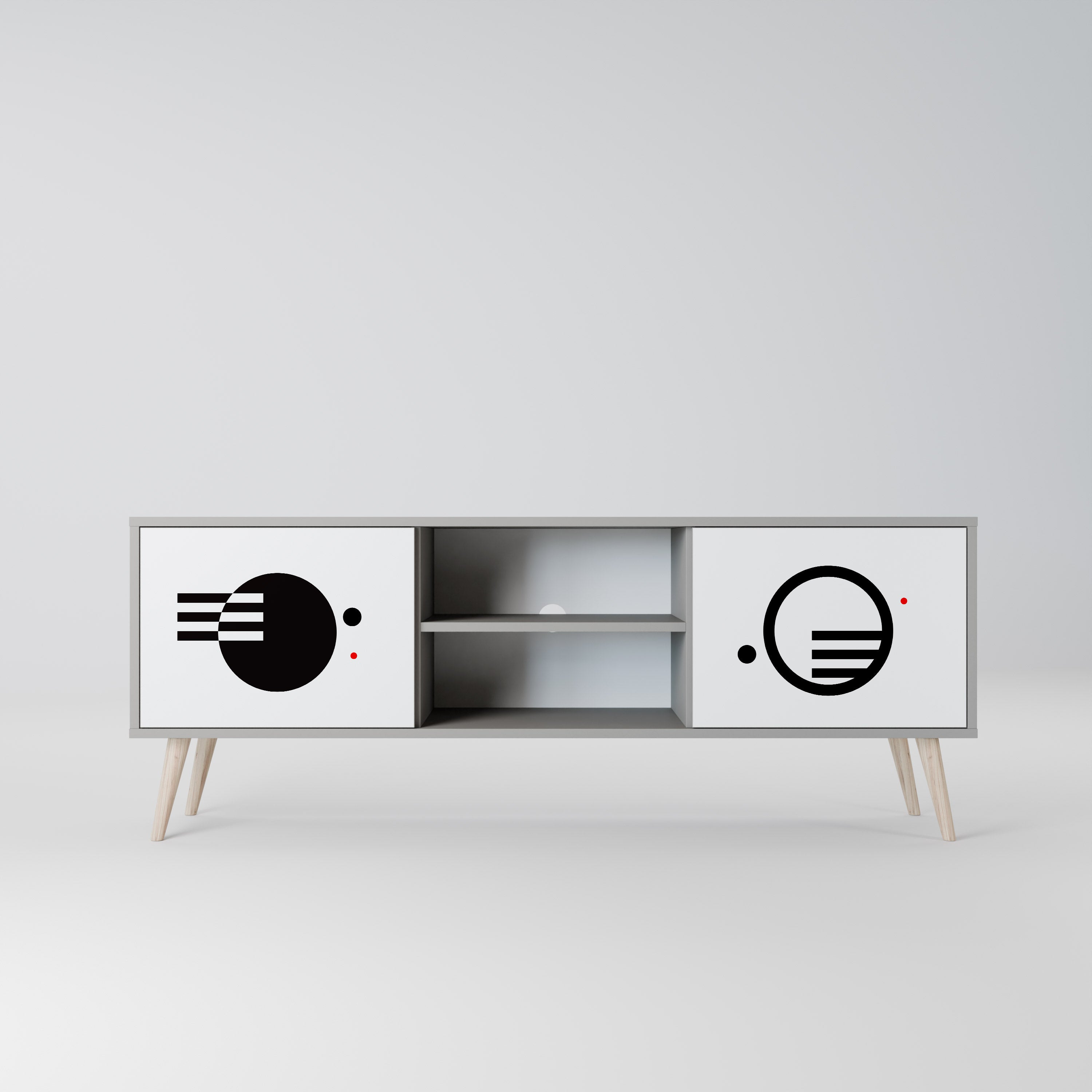 BLACK AND WHITE COMBINATION Móvel de TV com 2 Portas em Acabamento Cinzento