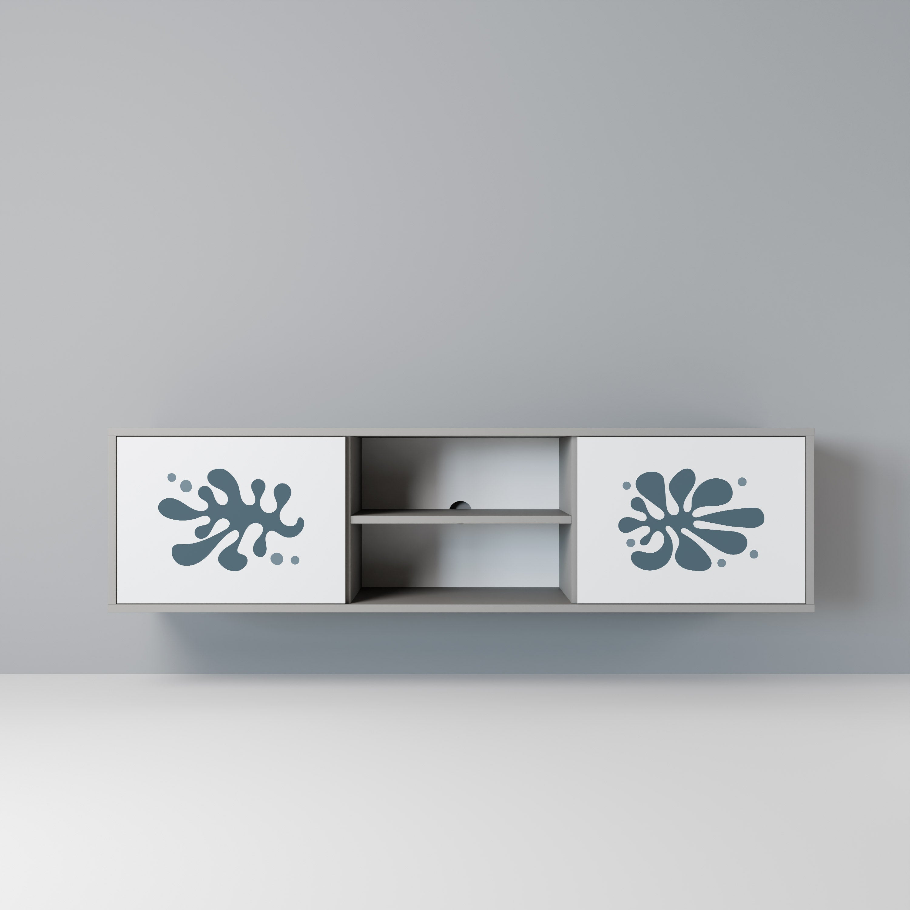 WONDERLAND VEGETATION Móvel de TV com 2 Portas em Acabamento Cinzento