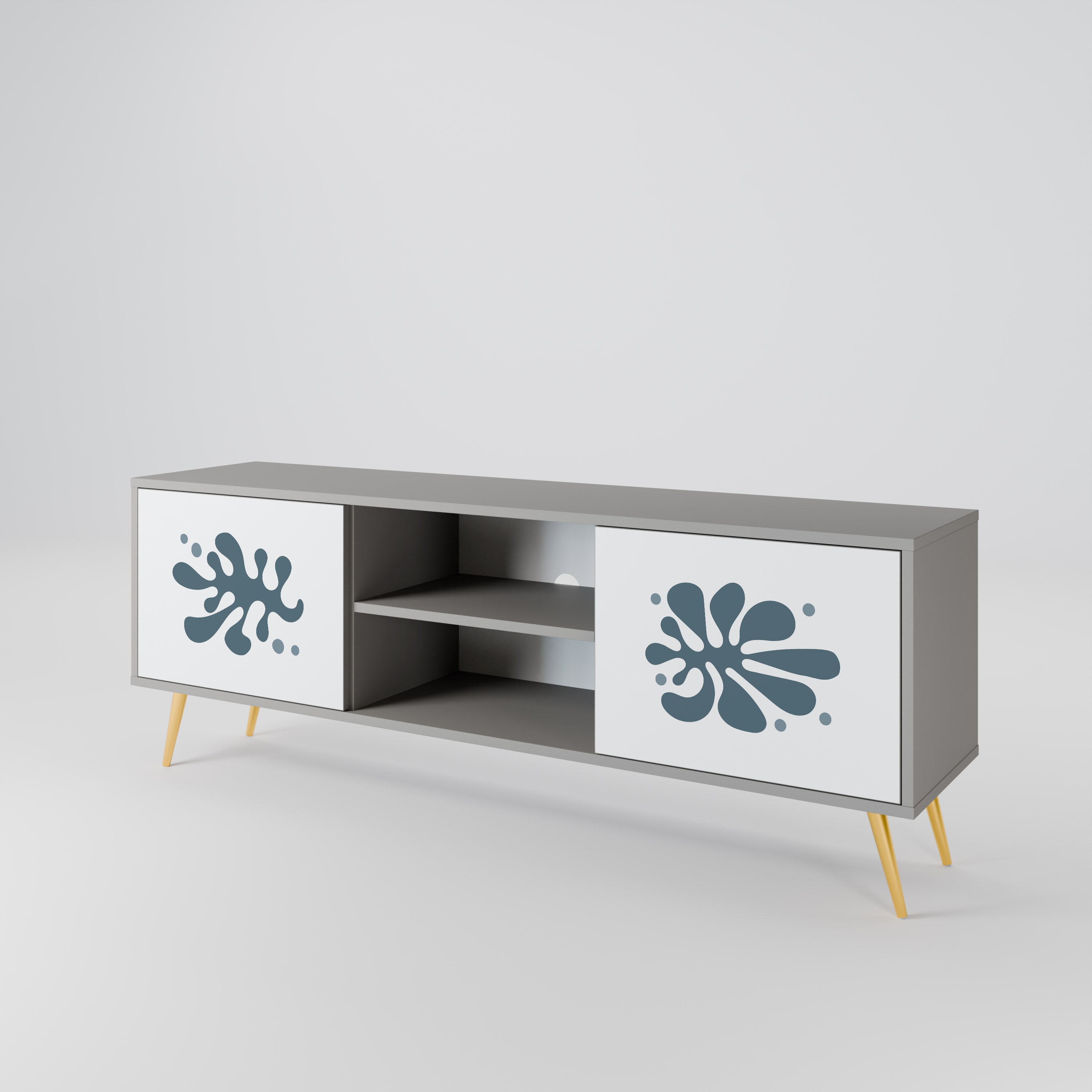 WONDERLAND VEGETATION Móvel de TV com 2 Portas em Acabamento Cinzento