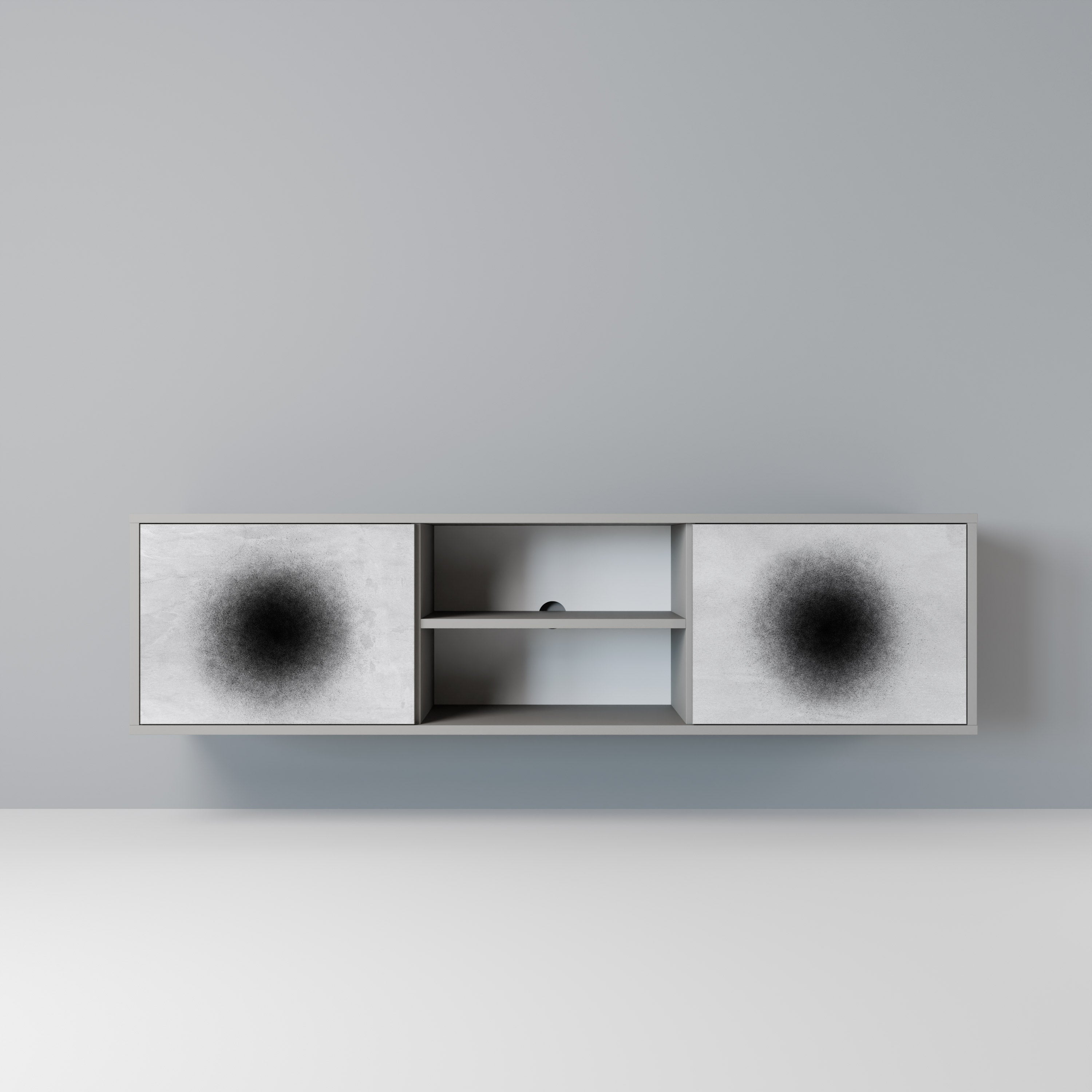 BLACK HOLE Móvel de TV com 2 Portas em Acabamento Cinzento