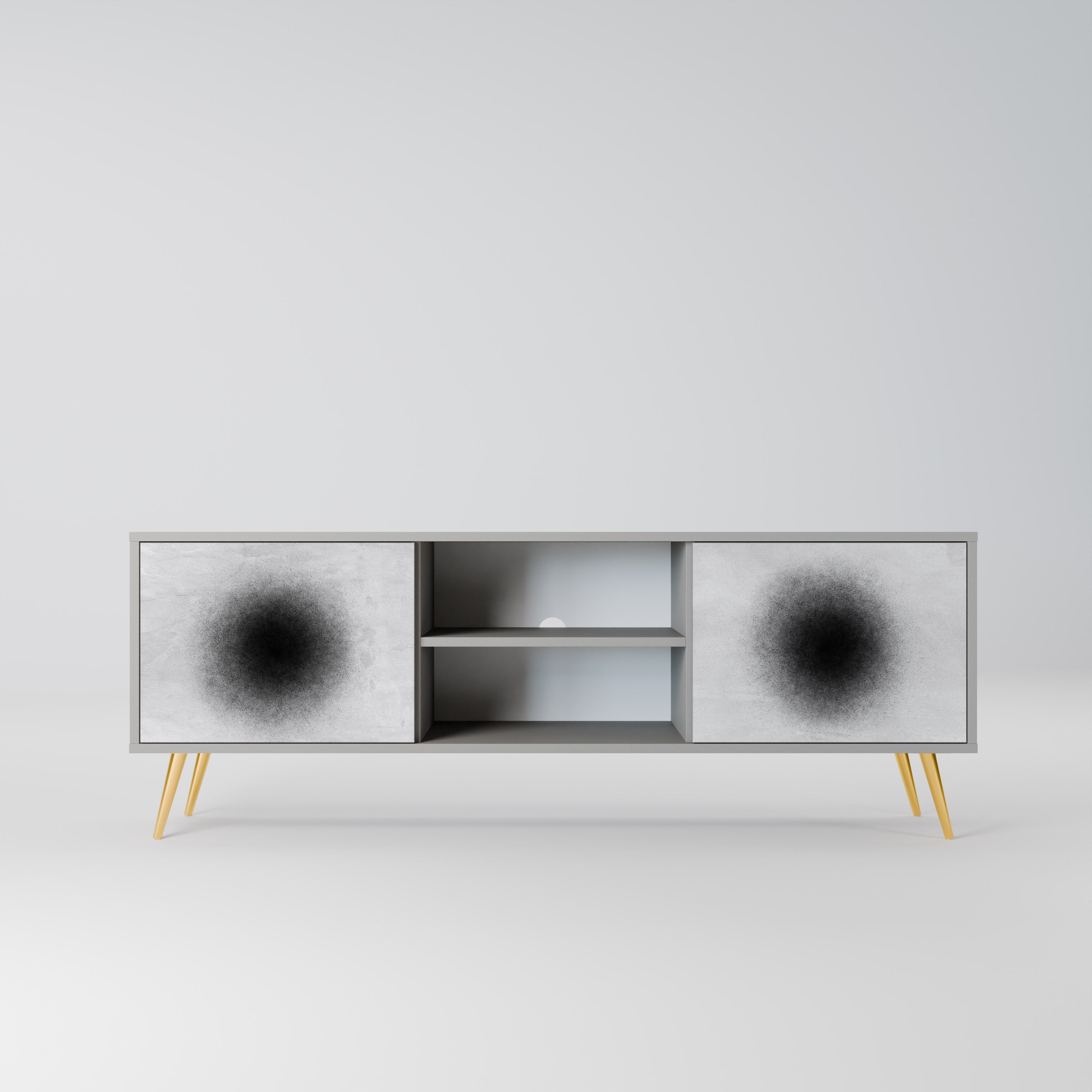 BLACK HOLE Móvel de TV com 2 Portas em Acabamento Cinzento