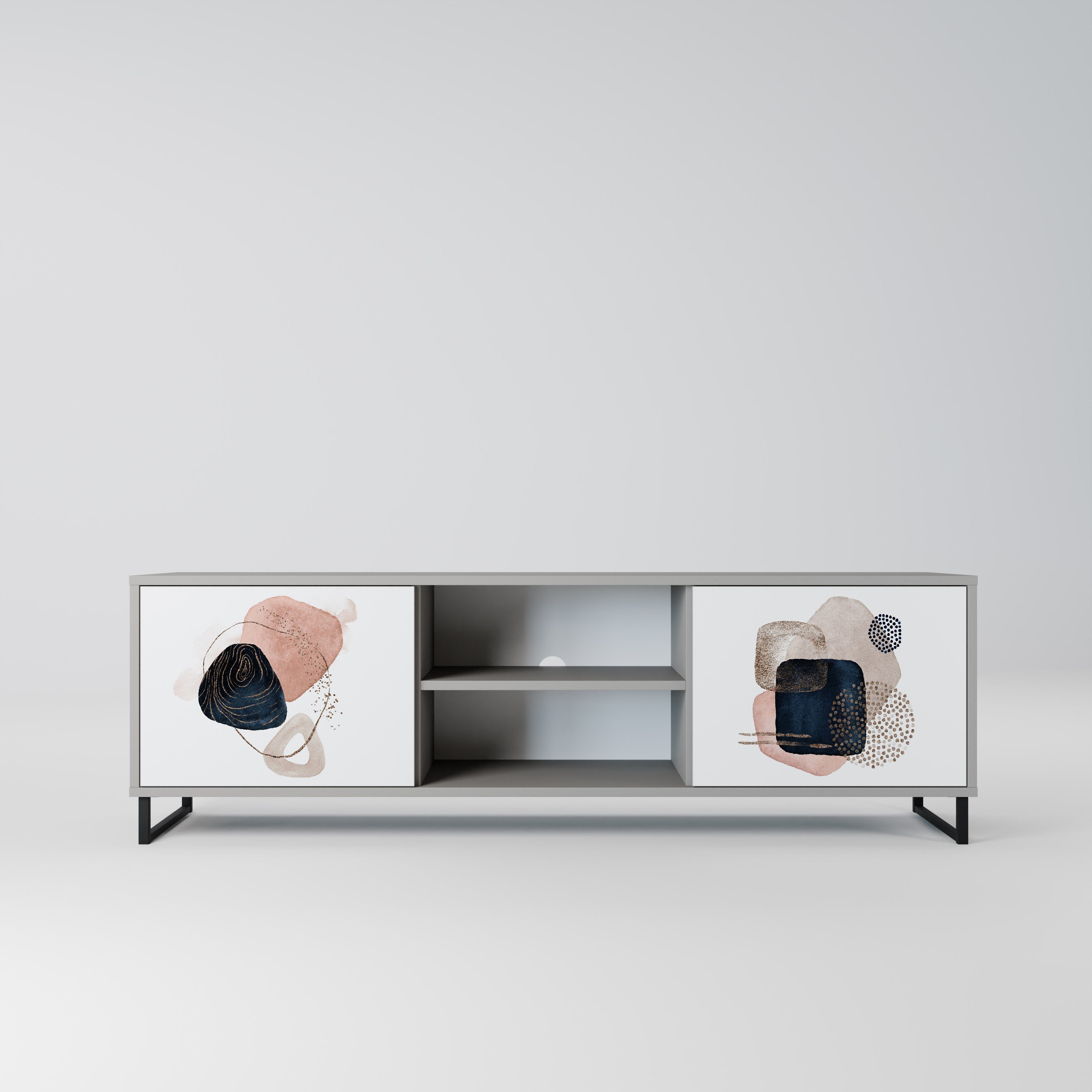 COLORFUL SHAPES Móvel de TV com 2 Portas em Acabamento Cinzento