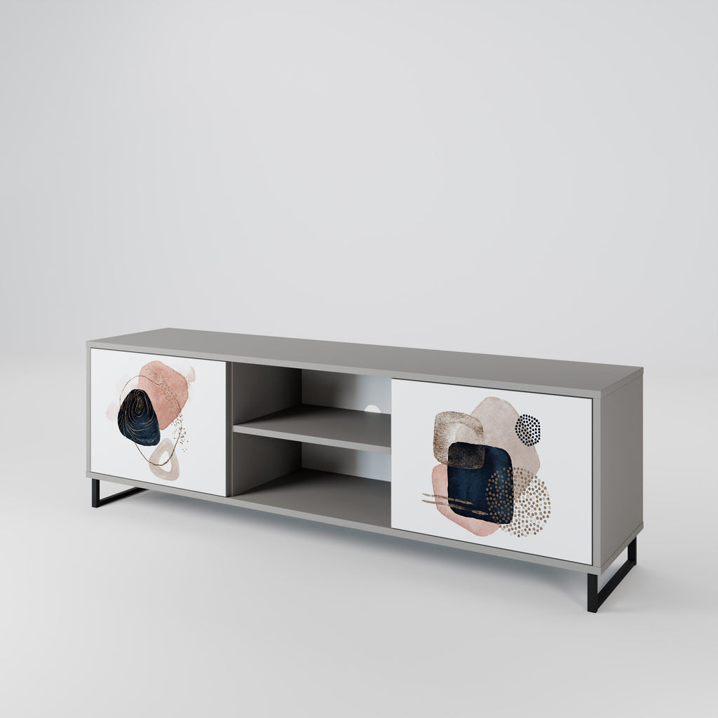 COLORFUL SHAPES Móvel de TV com 2 Portas em Acabamento Cinzento