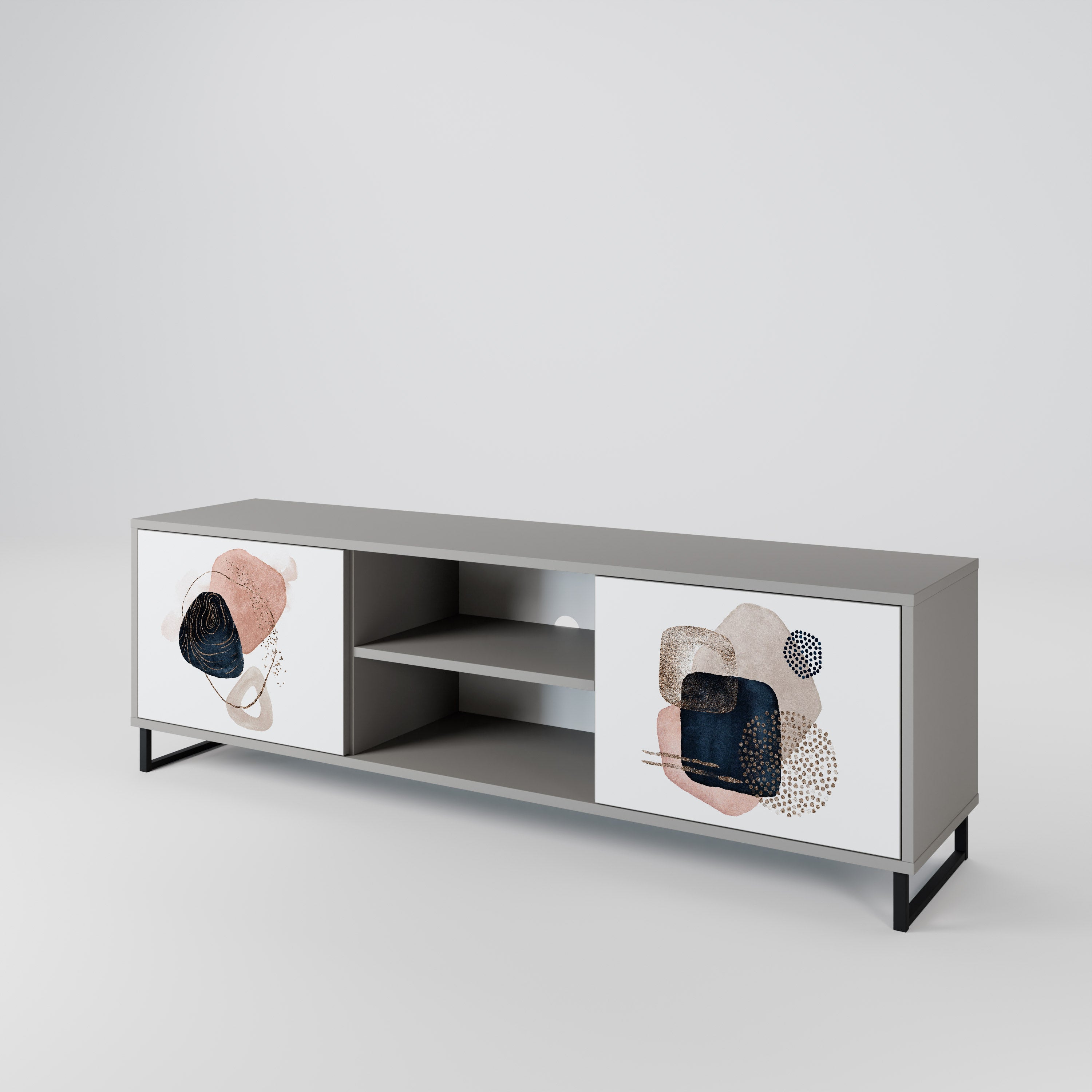 COLORFUL SHAPES Móvel de TV com 2 Portas em Acabamento Cinzento