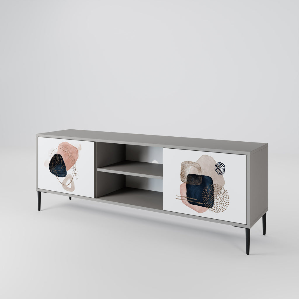 COLORFUL SHAPES Móvel de TV com 2 Portas em Acabamento Cinzento