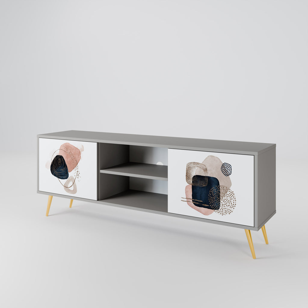 COLORFUL SHAPES Móvel de TV com 2 Portas em Acabamento Cinzento