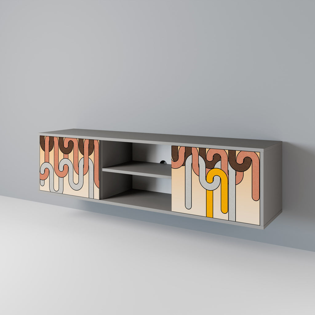 COLORFUL STRINGS Móvel de TV com 2 Portas em Acabamento Cinzento