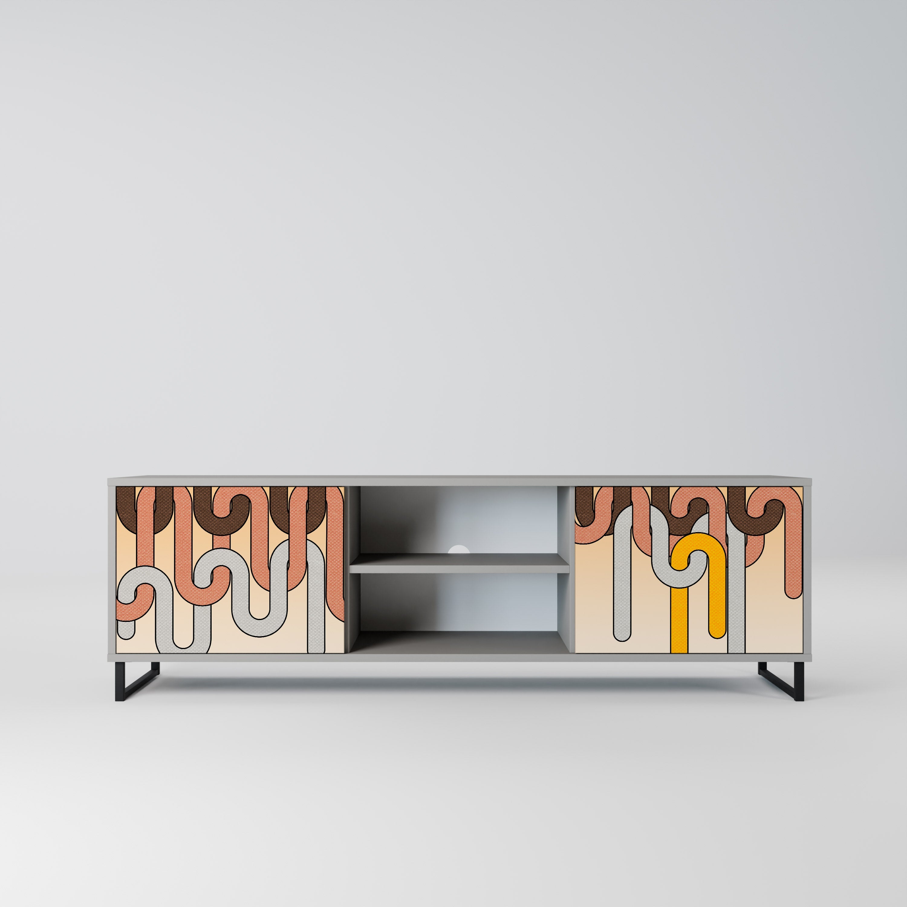 COLORFUL STRINGS Móvel de TV com 2 Portas em Acabamento Cinzento