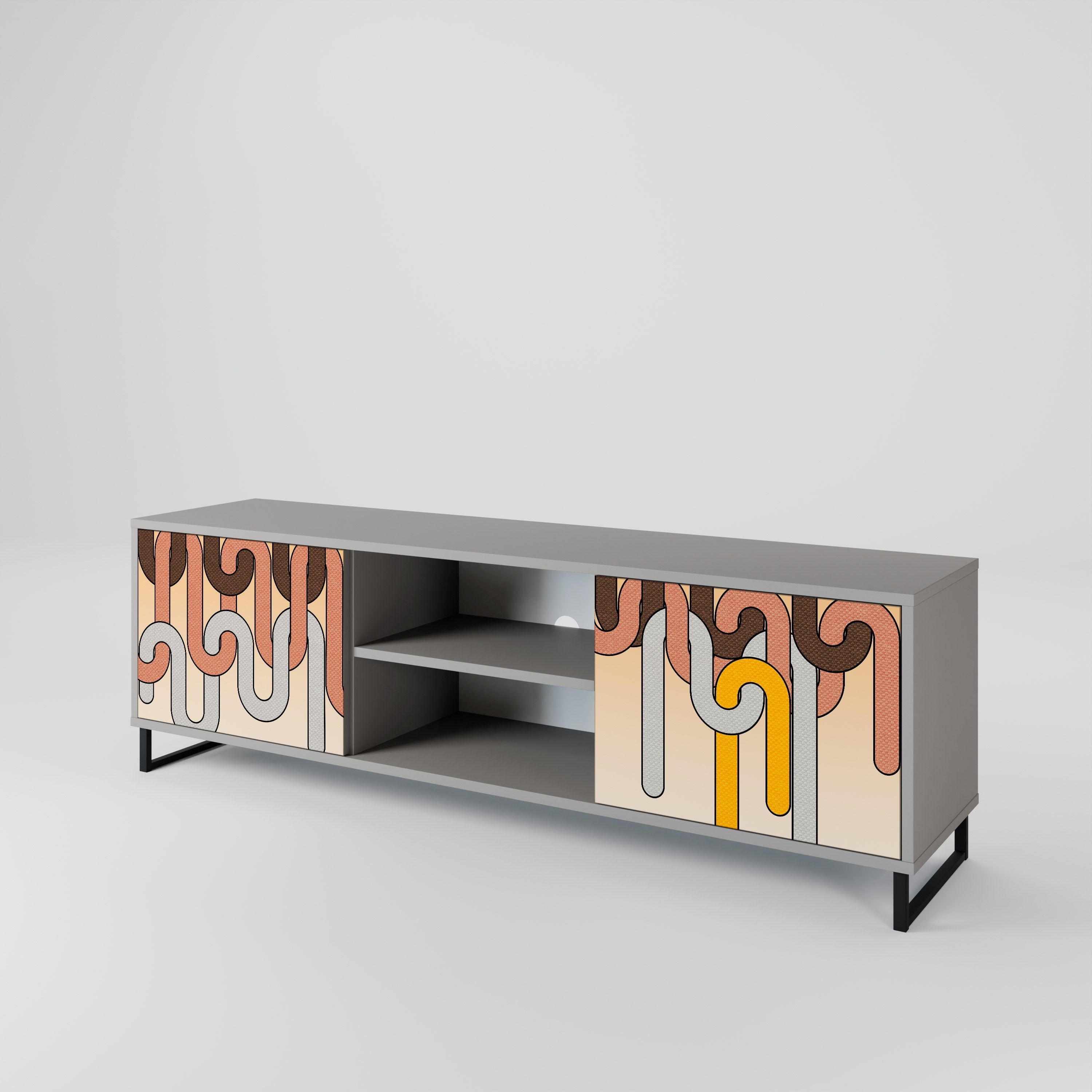 COLORFUL STRINGS Móvel de TV com 2 Portas em Acabamento Cinzento