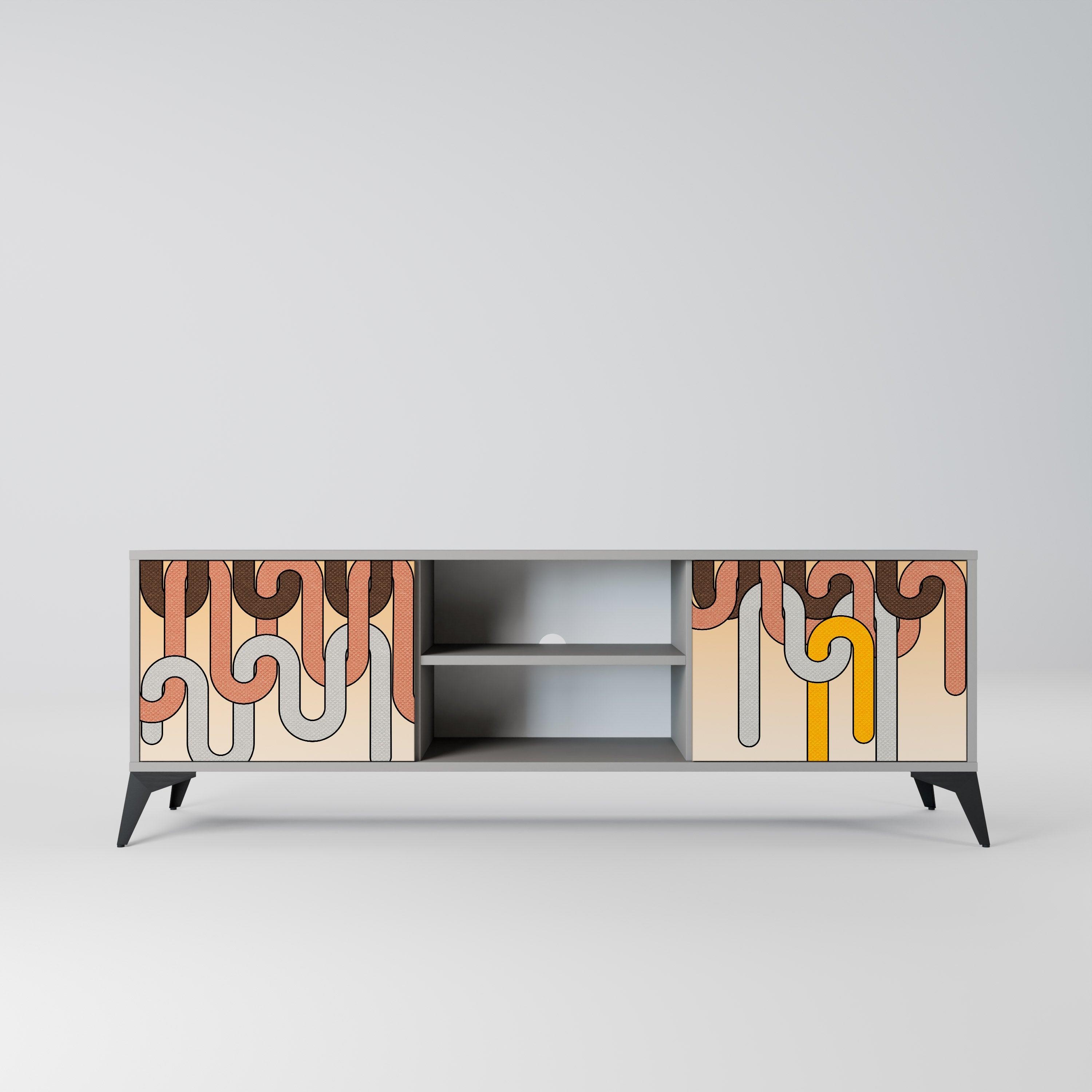 COLORFUL STRINGS Móvel de TV com 2 Portas em Acabamento Cinzento