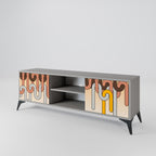 COLORFUL STRINGS Móvel de TV com 2 Portas em Acabamento Cinzento