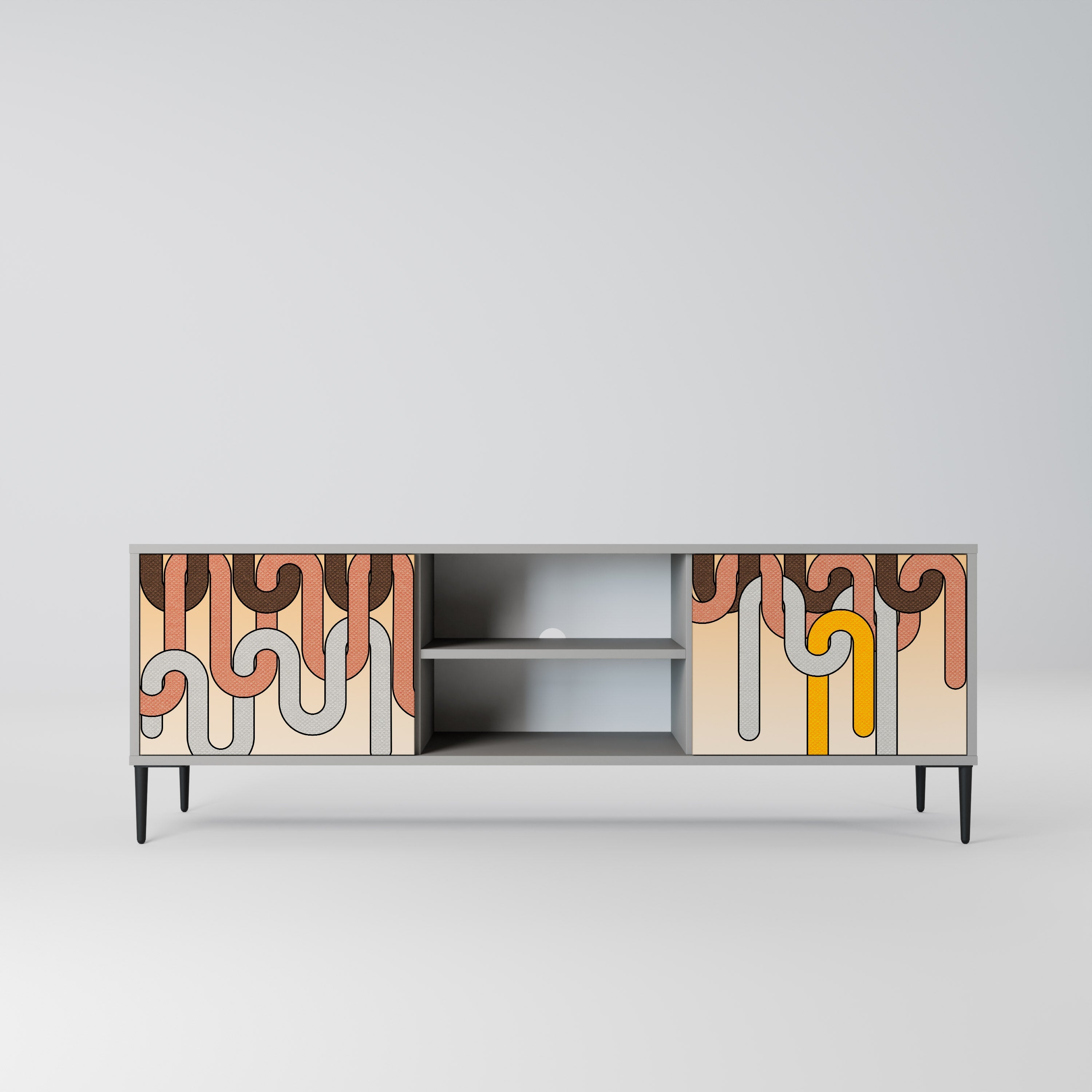 COLORFUL STRINGS Móvel de TV com 2 Portas em Acabamento Cinzento