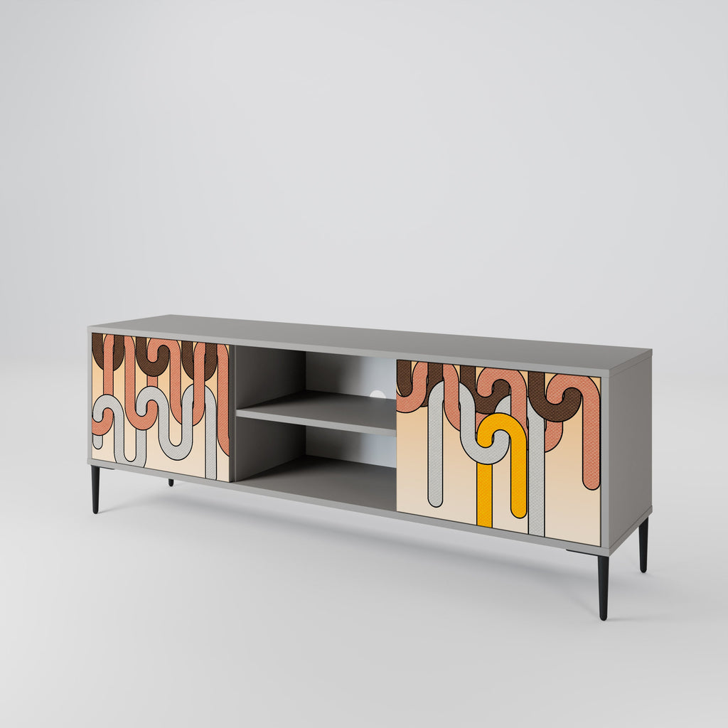 COLORFUL STRINGS Móvel de TV com 2 Portas em Acabamento Cinzento