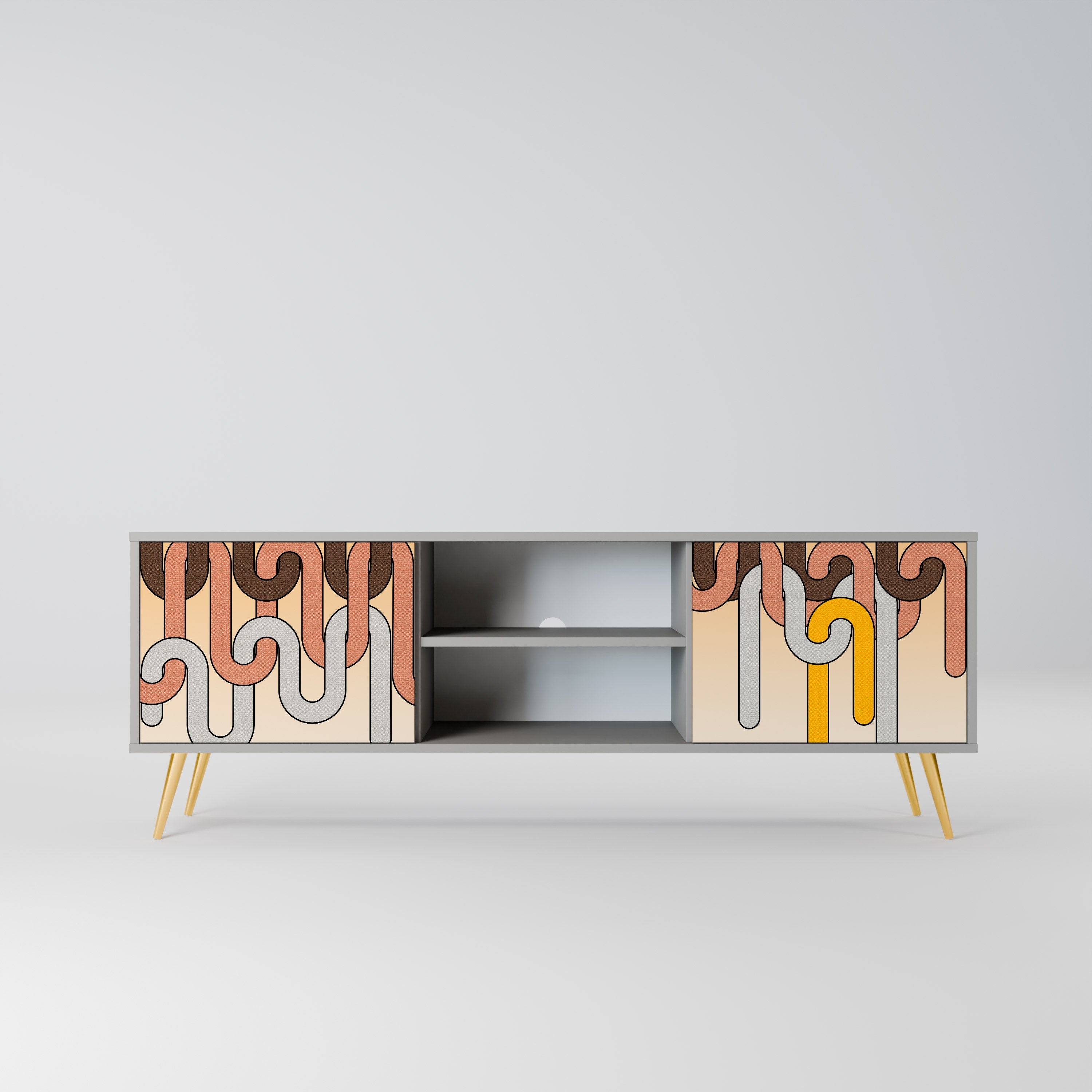 COLORFUL STRINGS Móvel de TV com 2 Portas em Acabamento Cinzento