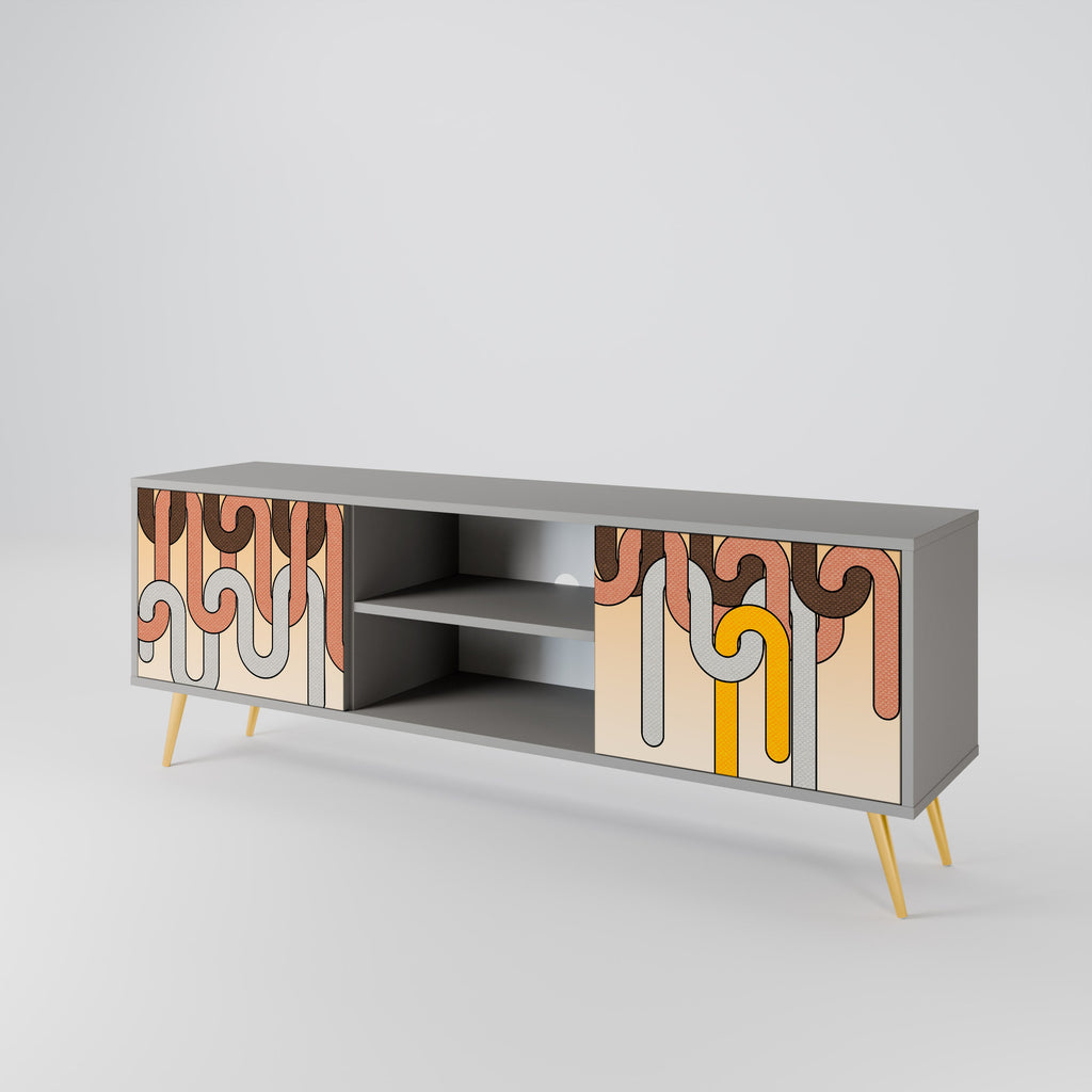 COLORFUL STRINGS Móvel de TV com 2 Portas em Acabamento Cinzento