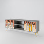 COLORFUL STRINGS Móvel de TV com 2 Portas em Acabamento Cinzento