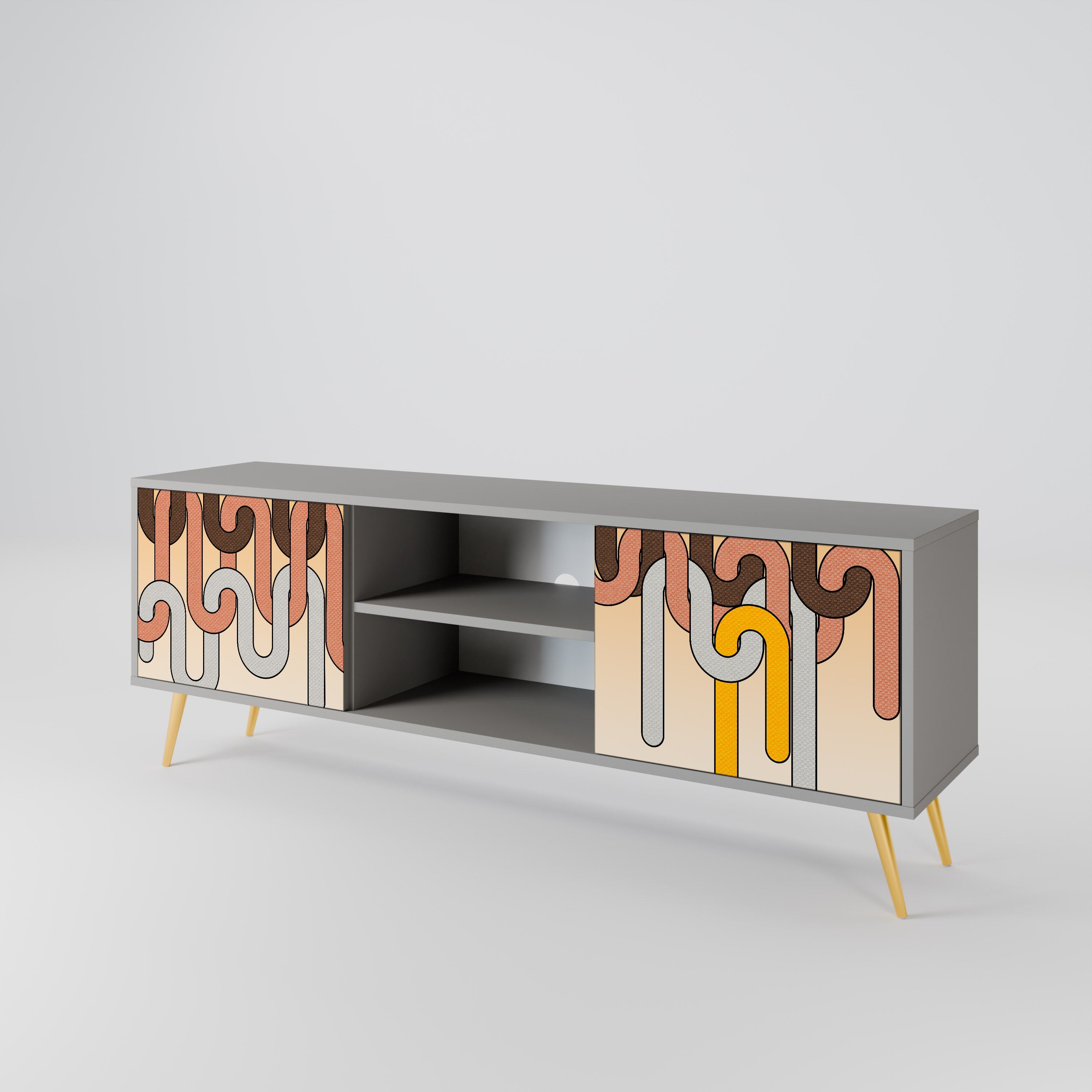 COLORFUL STRINGS Móvel de TV com 2 Portas em Acabamento Cinzento