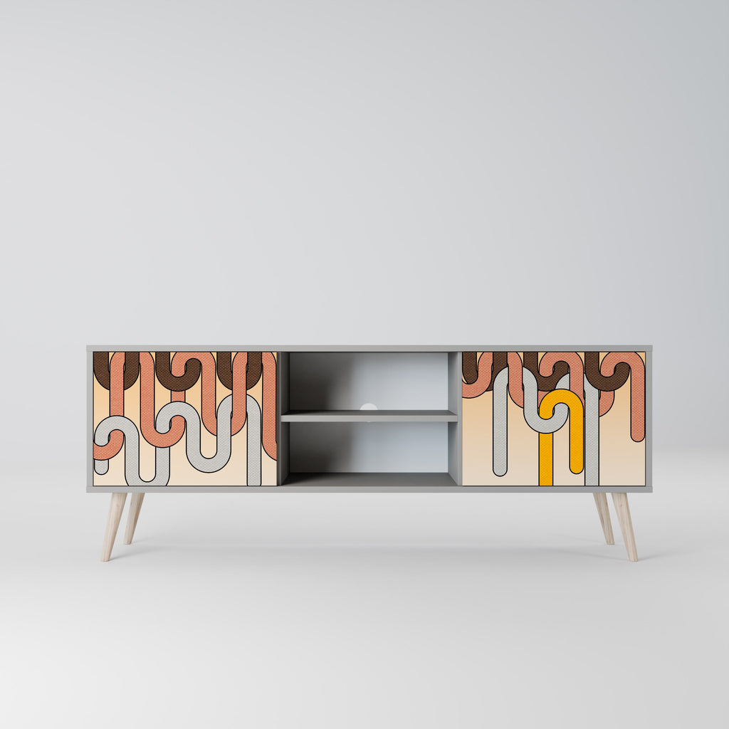 COLORFUL STRINGS Móvel de TV com 2 Portas em Acabamento Cinzento