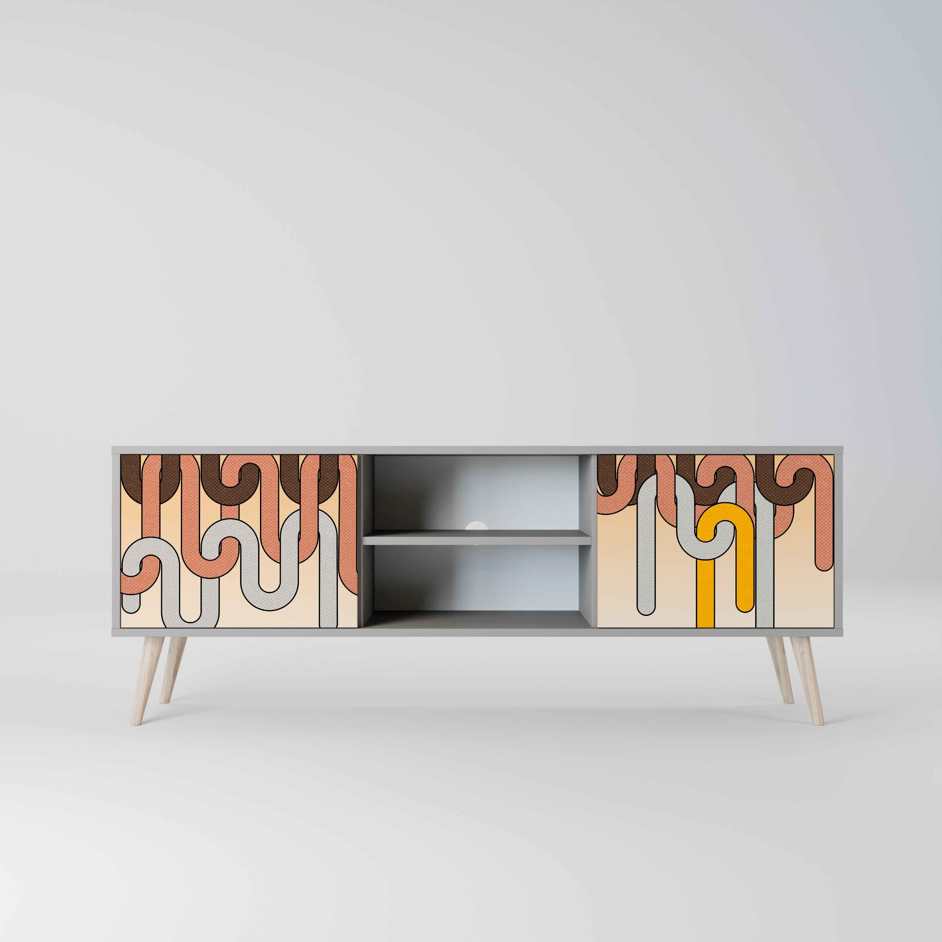 COLORFUL STRINGS Móvel de TV com 2 Portas em Acabamento Cinzento