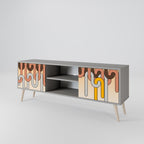 COLORFUL STRINGS Móvel de TV com 2 Portas em Acabamento Cinzento